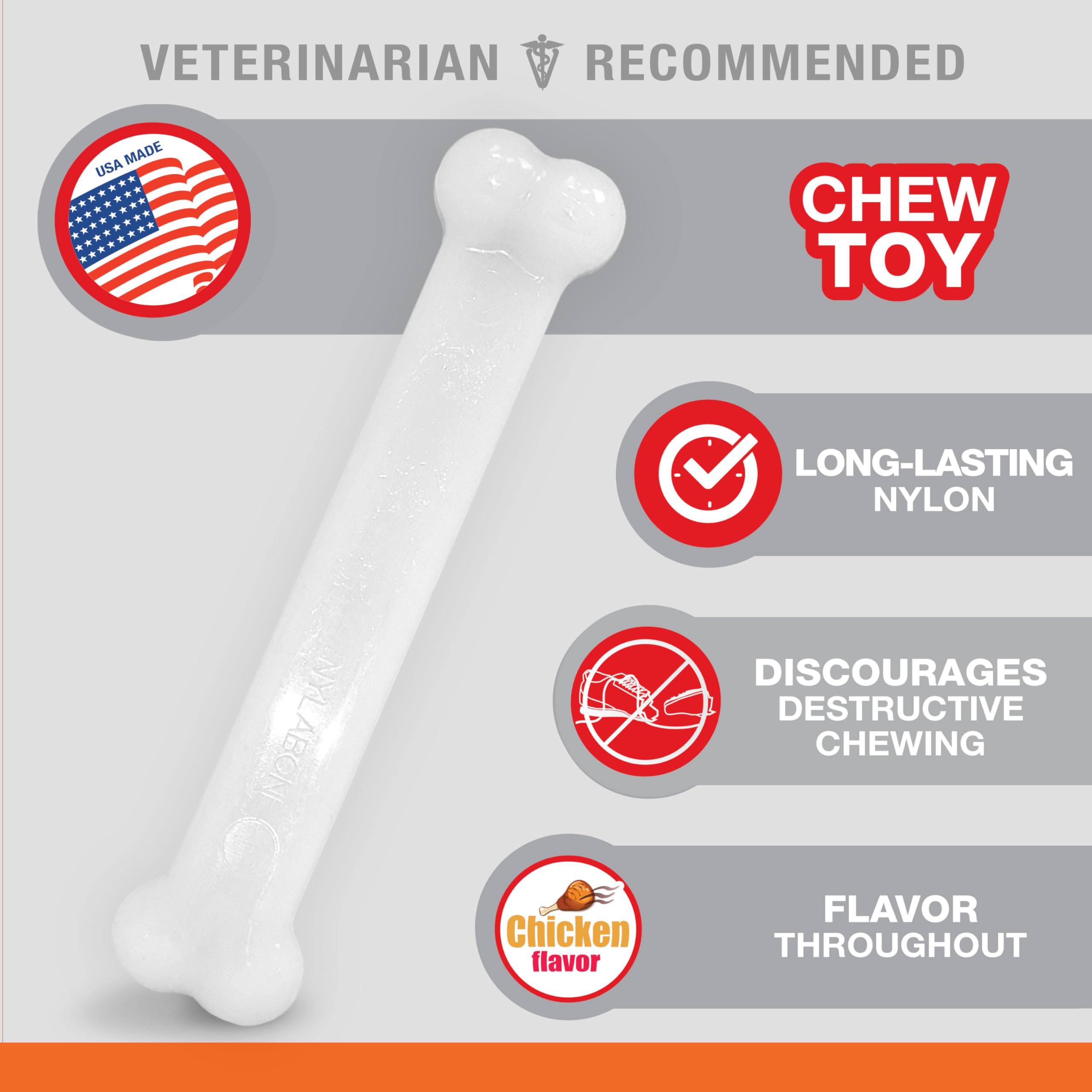 Nylabone Power Chew Clásico Hueso con sabor pollo para perros hasta 50 libras