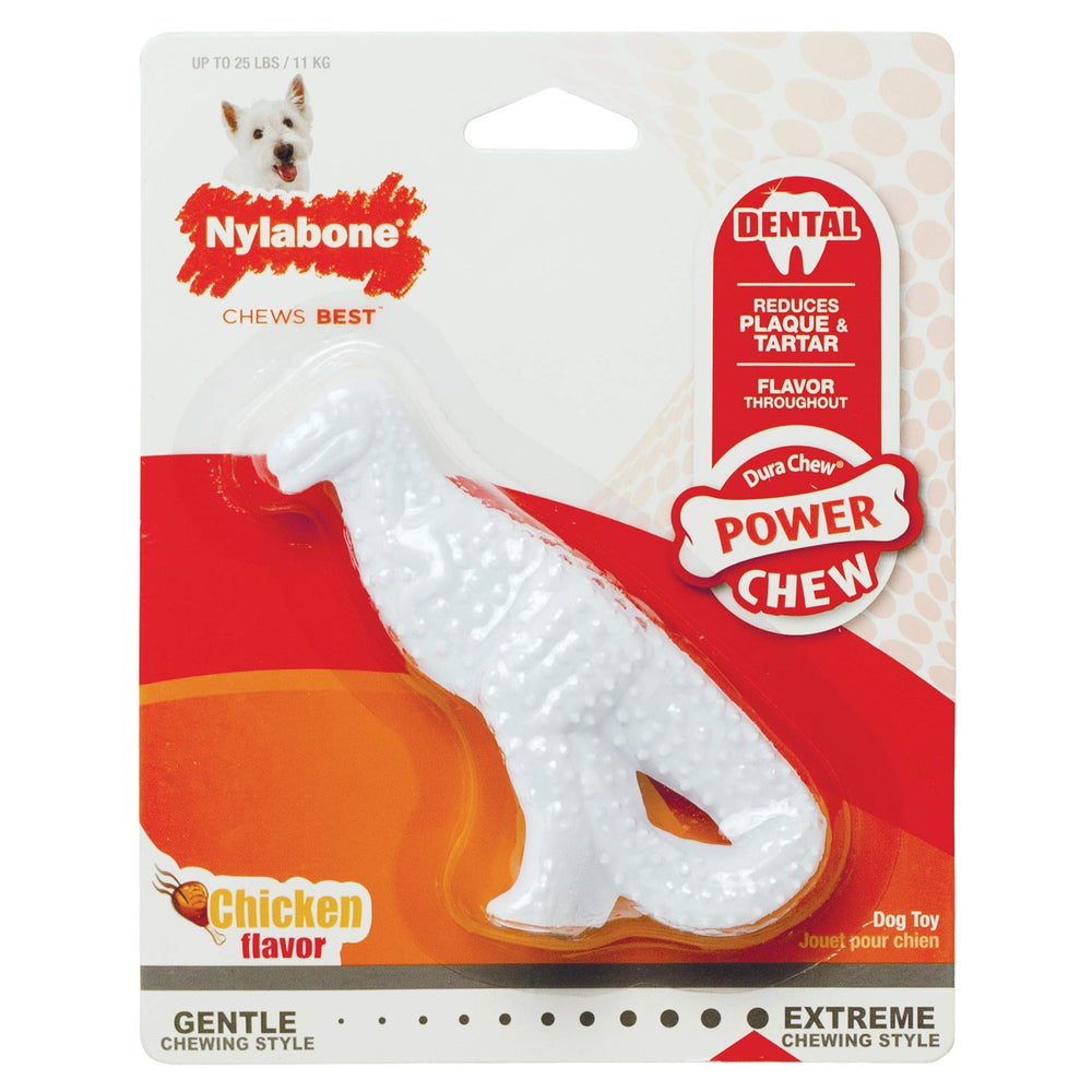 Nylabone Power Chew Dental Dino enfocado en limpieza bucal y masticación.
