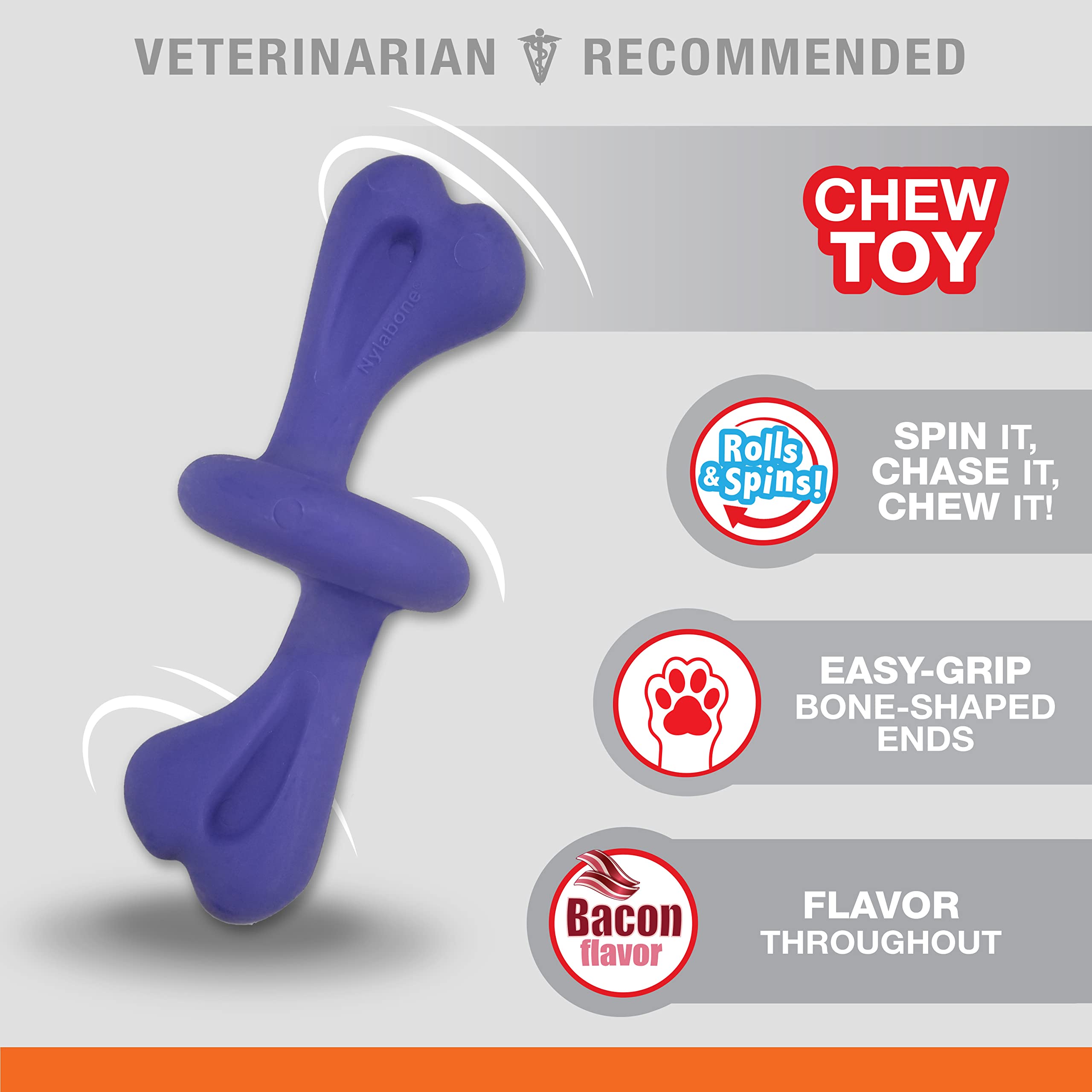 Nylabone Power Chew extremos con agarre fácil para mordisqueo cómodo.
