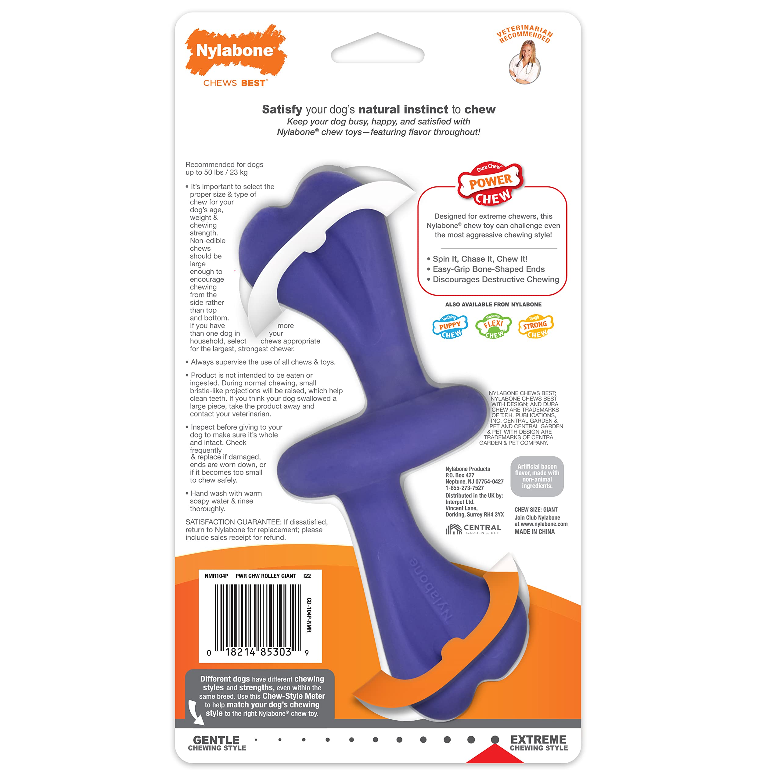 Nylabone Power Chew forma única aporta textura estimulante en cada sesión.