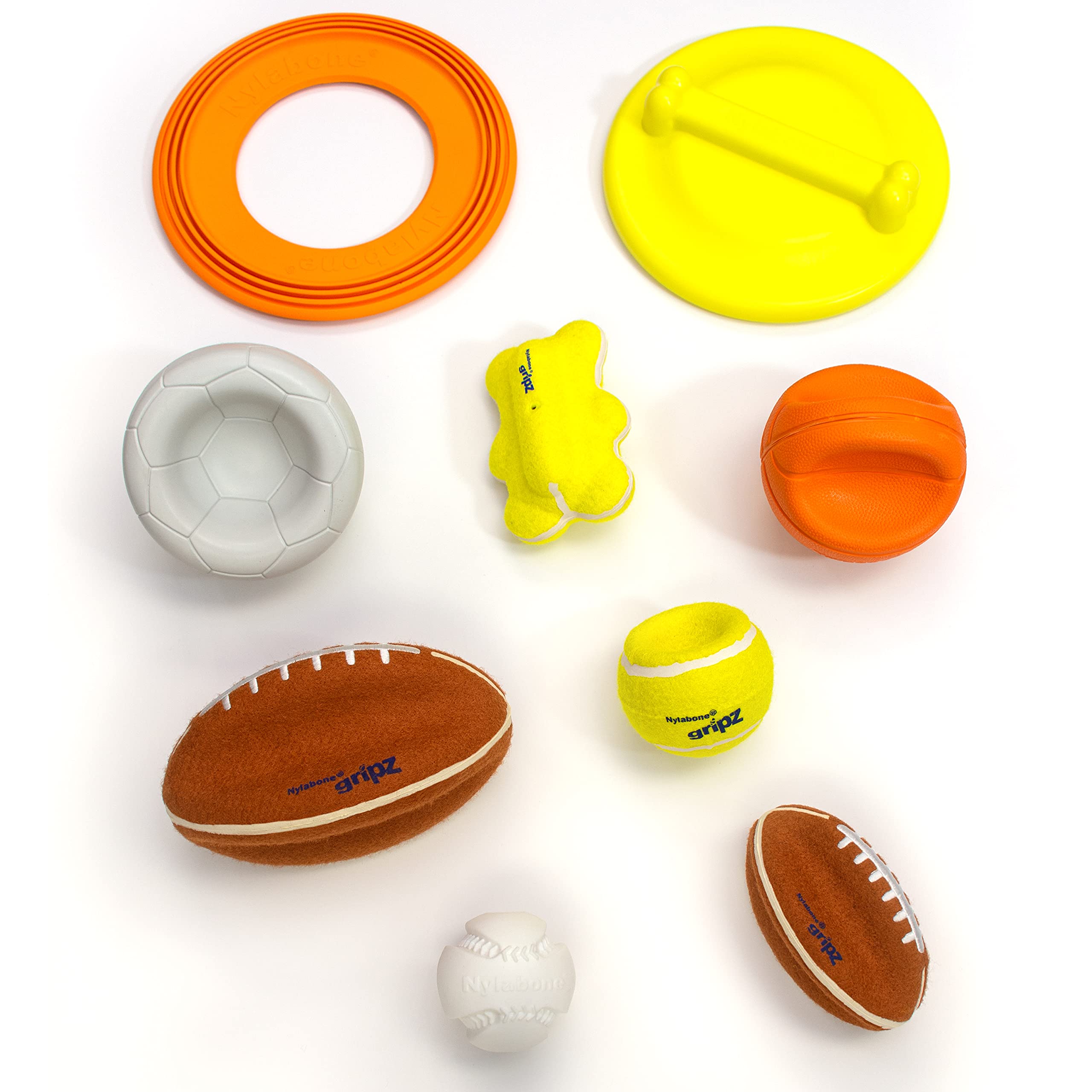 Nylabone Power Play Gripz, diseño indentado que facilita agarre para perros y humanos.