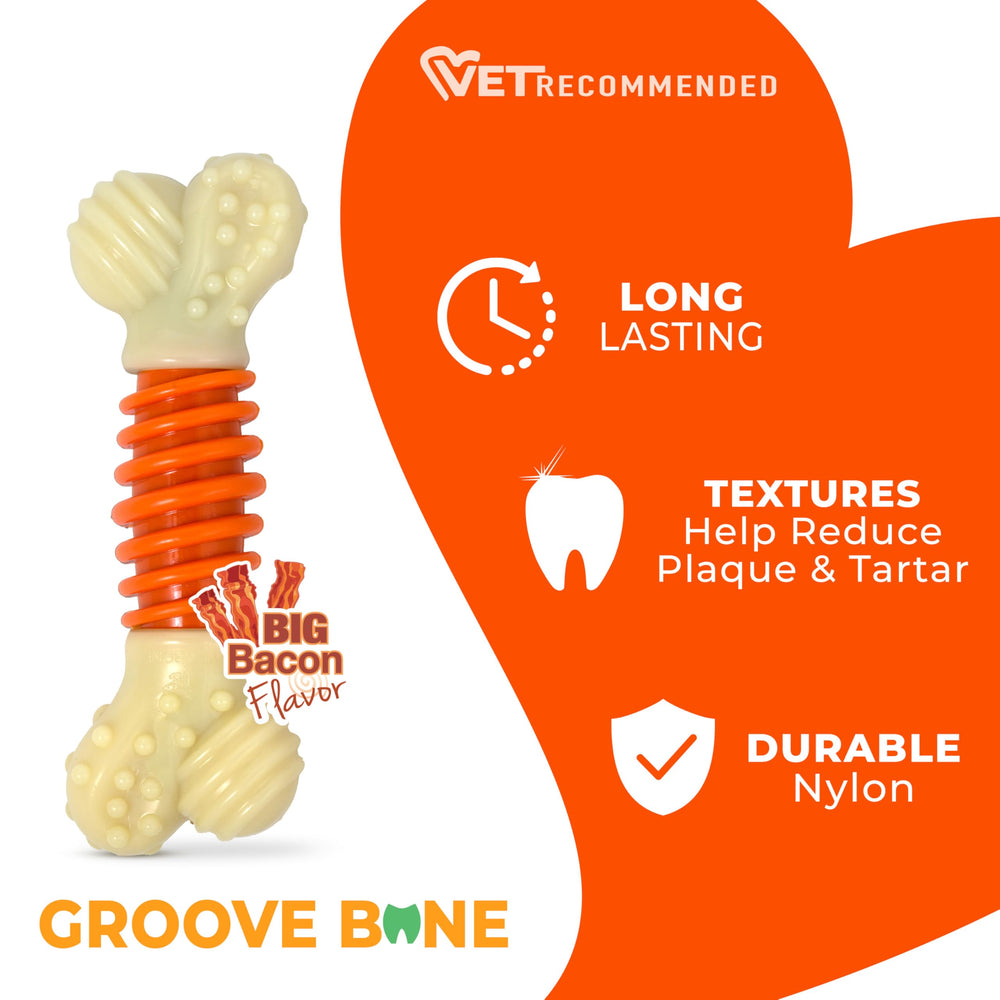 Nylabone PRO Action Hueso dental con centro rugoso para eliminar placa durante la masticación.