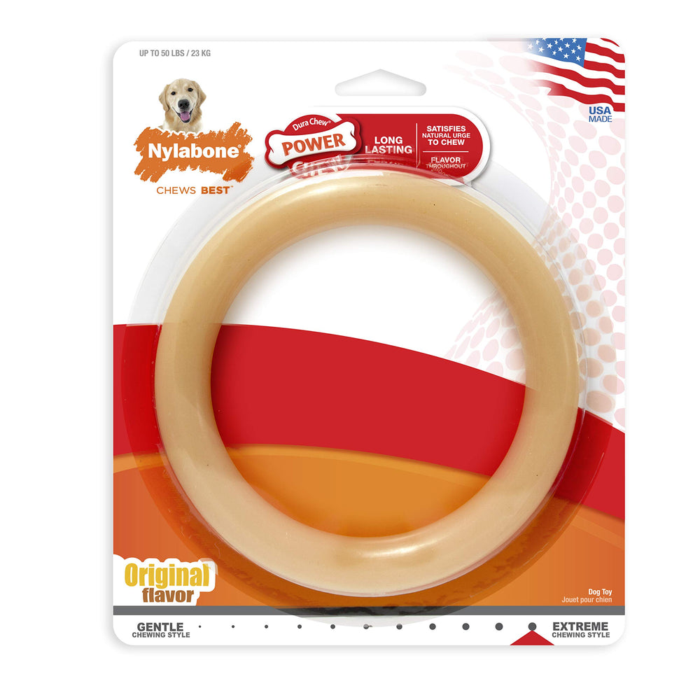 Nylabone Ring Bone Power: sabor original que mantiene al perro entretenido durante la jornada.