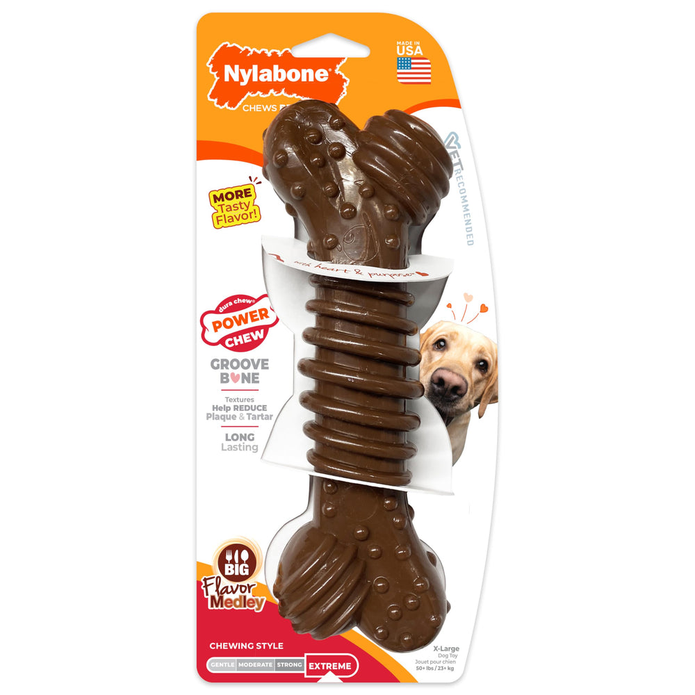 Nylabone Power Chew sabor prolongado para masticación segura.