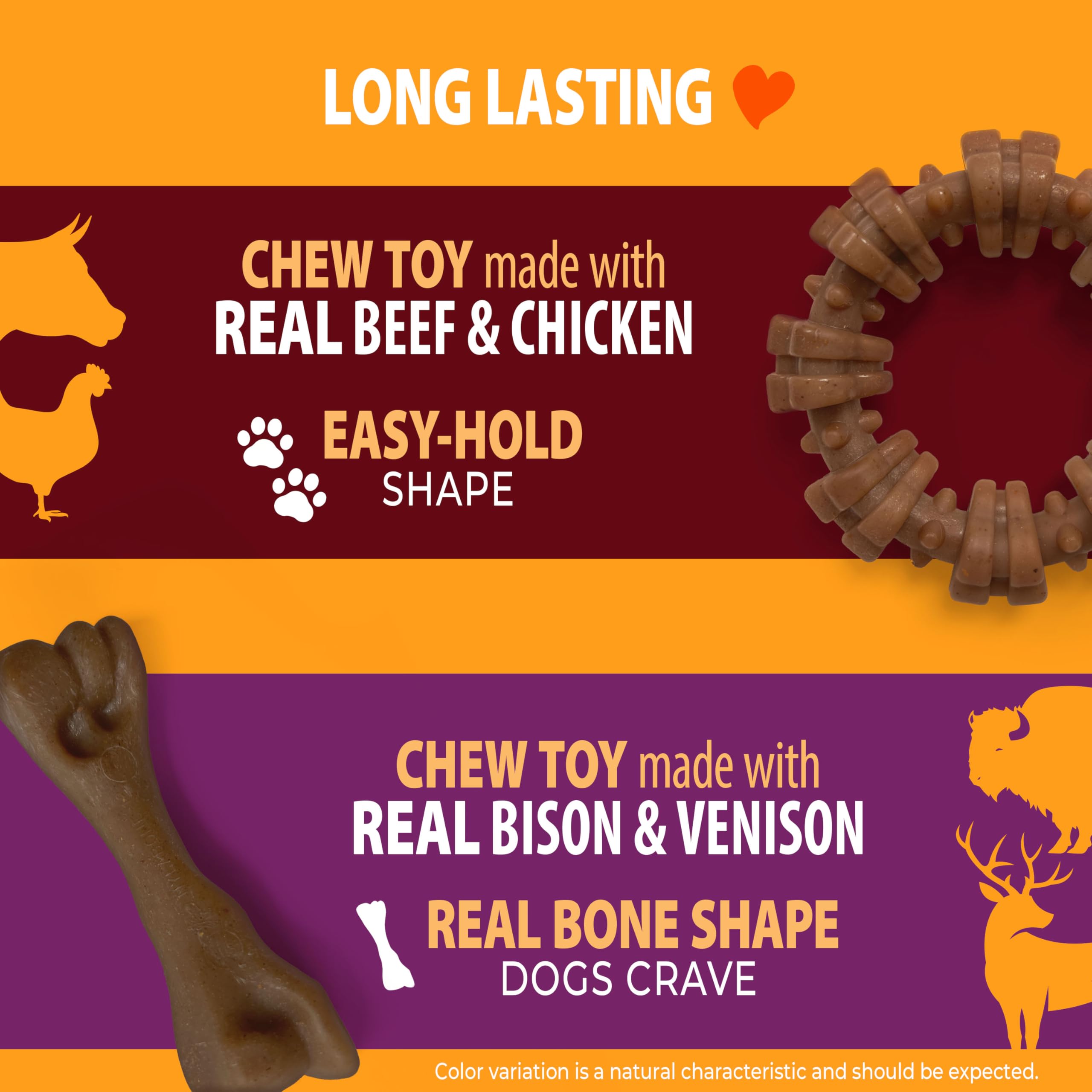 Nylabone Femur bison y venison, detalle de textura para dientes