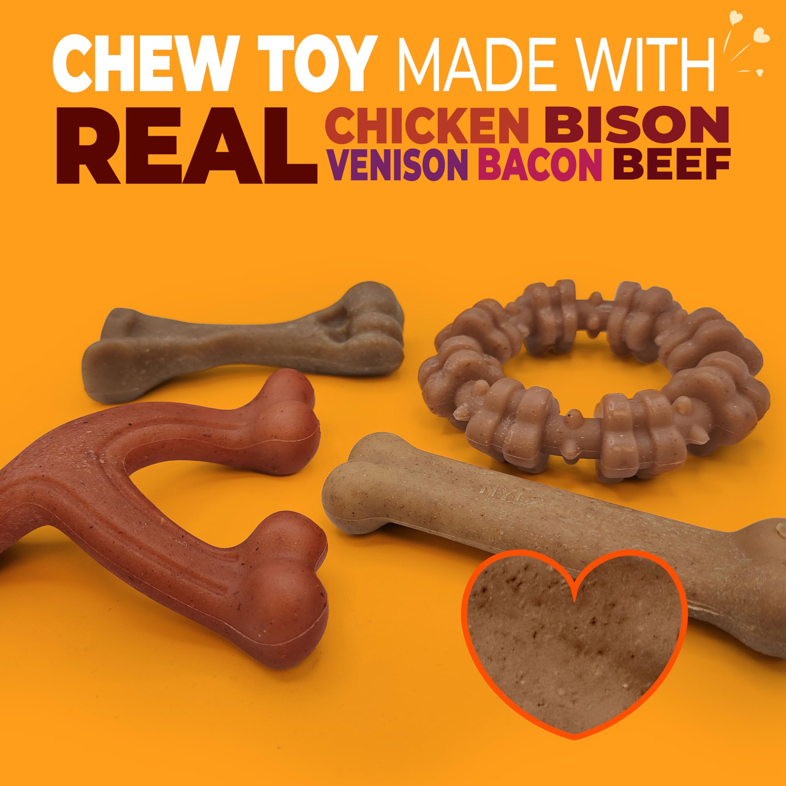 Nylabone Ring texturizado res y pollo, uso en casa para distracción