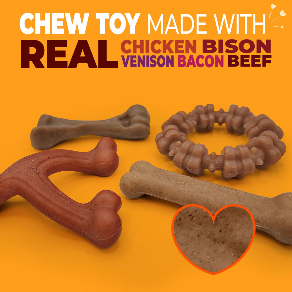 Nylabone Ring texturizado res y pollo, uso en casa para distracción