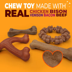 Nylabone Ring texturizado res y pollo, uso en casa para distracción