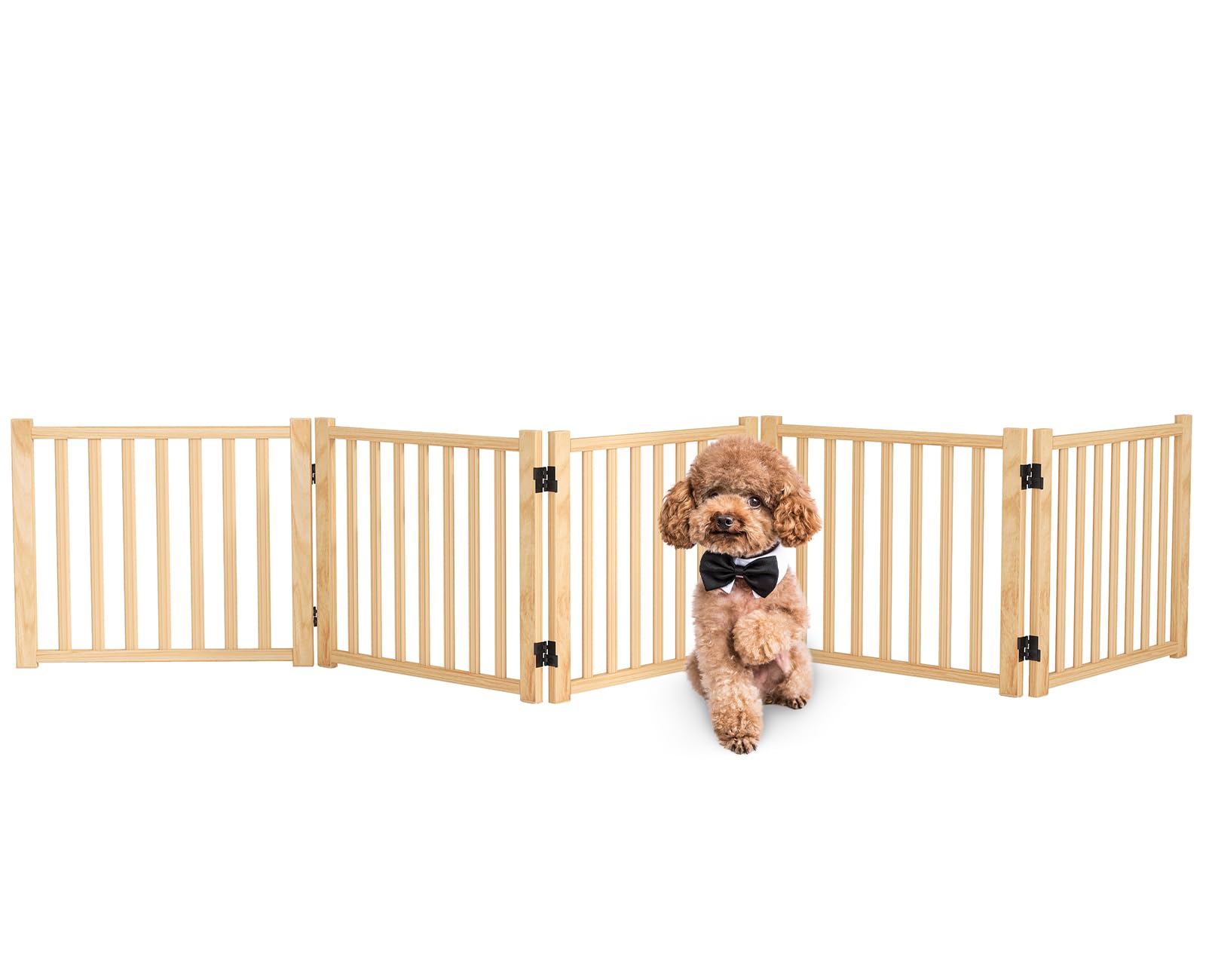Oapety puerta para perros en interior, enfoque en madera natural y seguridad para el hogar.