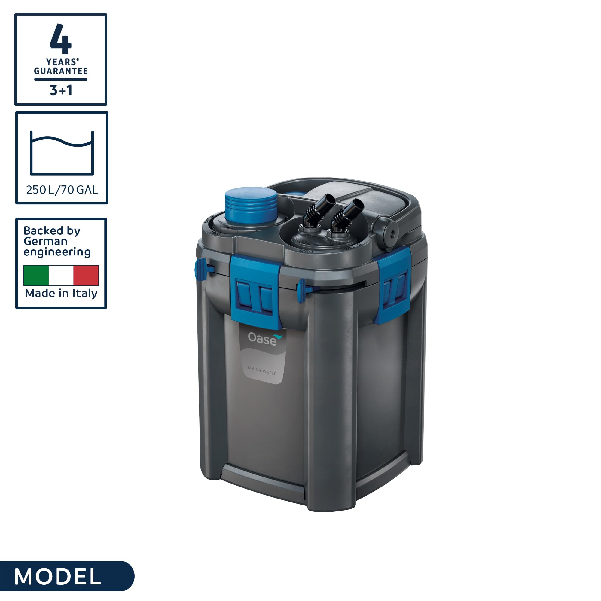 Medios Hel-X en Biomaster maximizando superficie para bacterias beneficiosas.