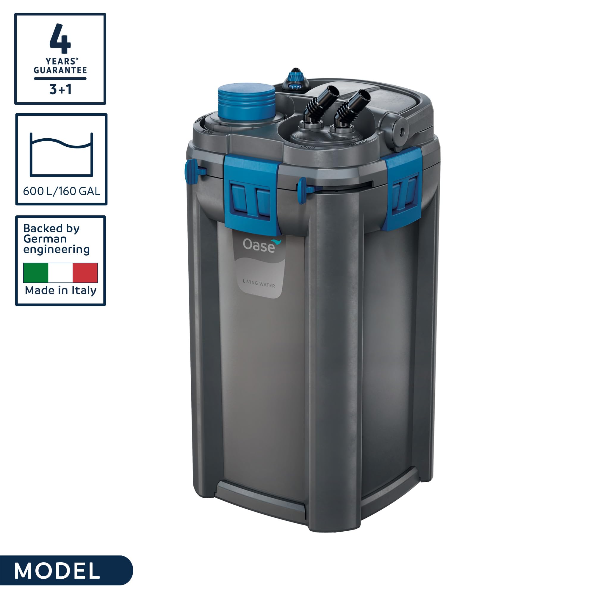 OASE Biomaster Thermo 600 diseño compacto para acuario limpio.