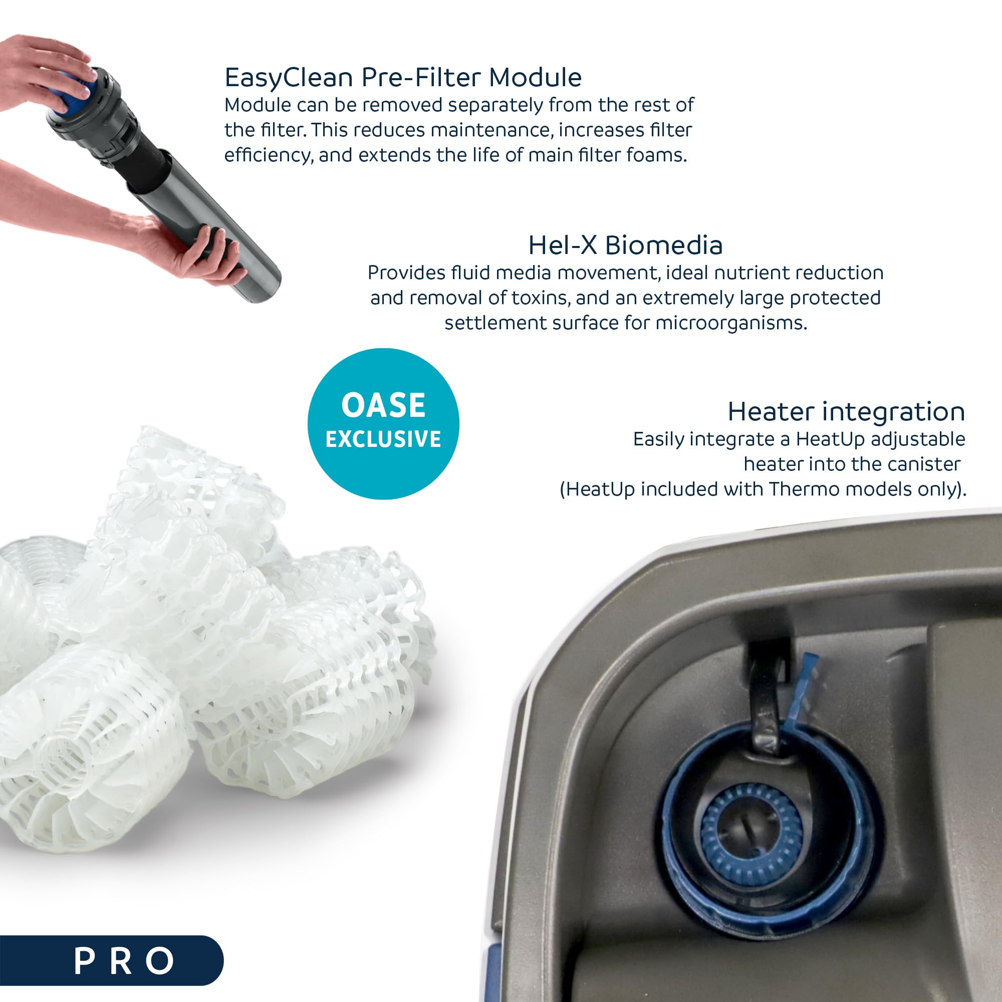 OASE Biomaster Thermo 600 filtración en 4 etapas para agua clara.