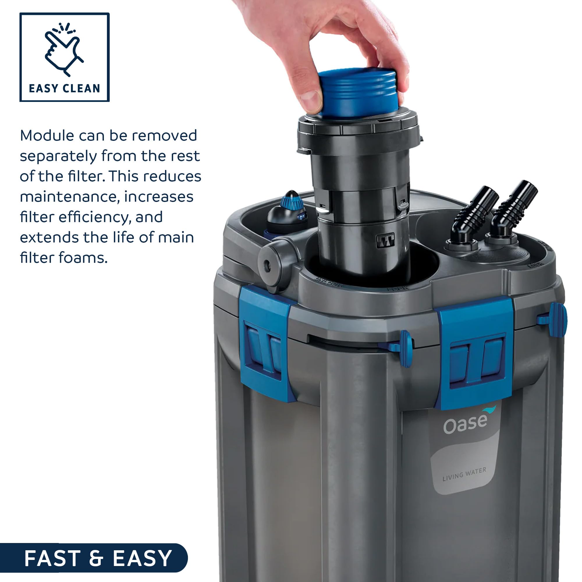 OASE Biomaster Thermo 600 prefiltrado limpiable para mayor eficiencia.