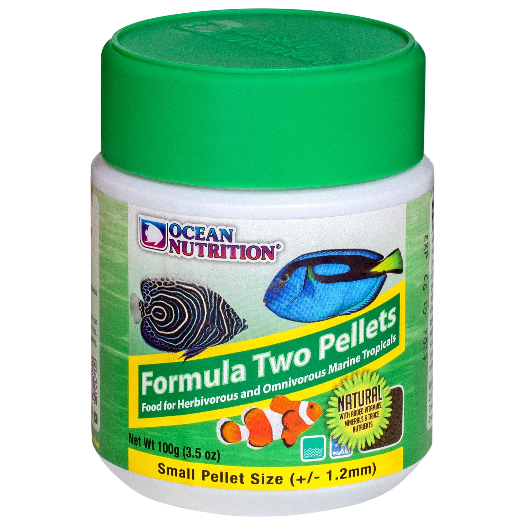 Ocean Nutrition Fórmula Dos, pastillas de colores vibrantes para peces tropicales.
