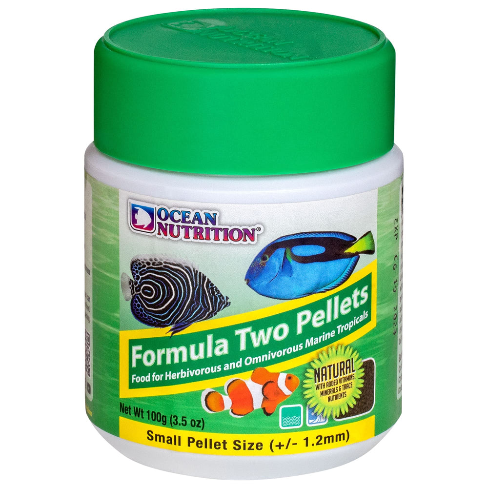 Ocean Nutrition Fórmula Dos, pastillas de colores vibrantes para peces tropicales.