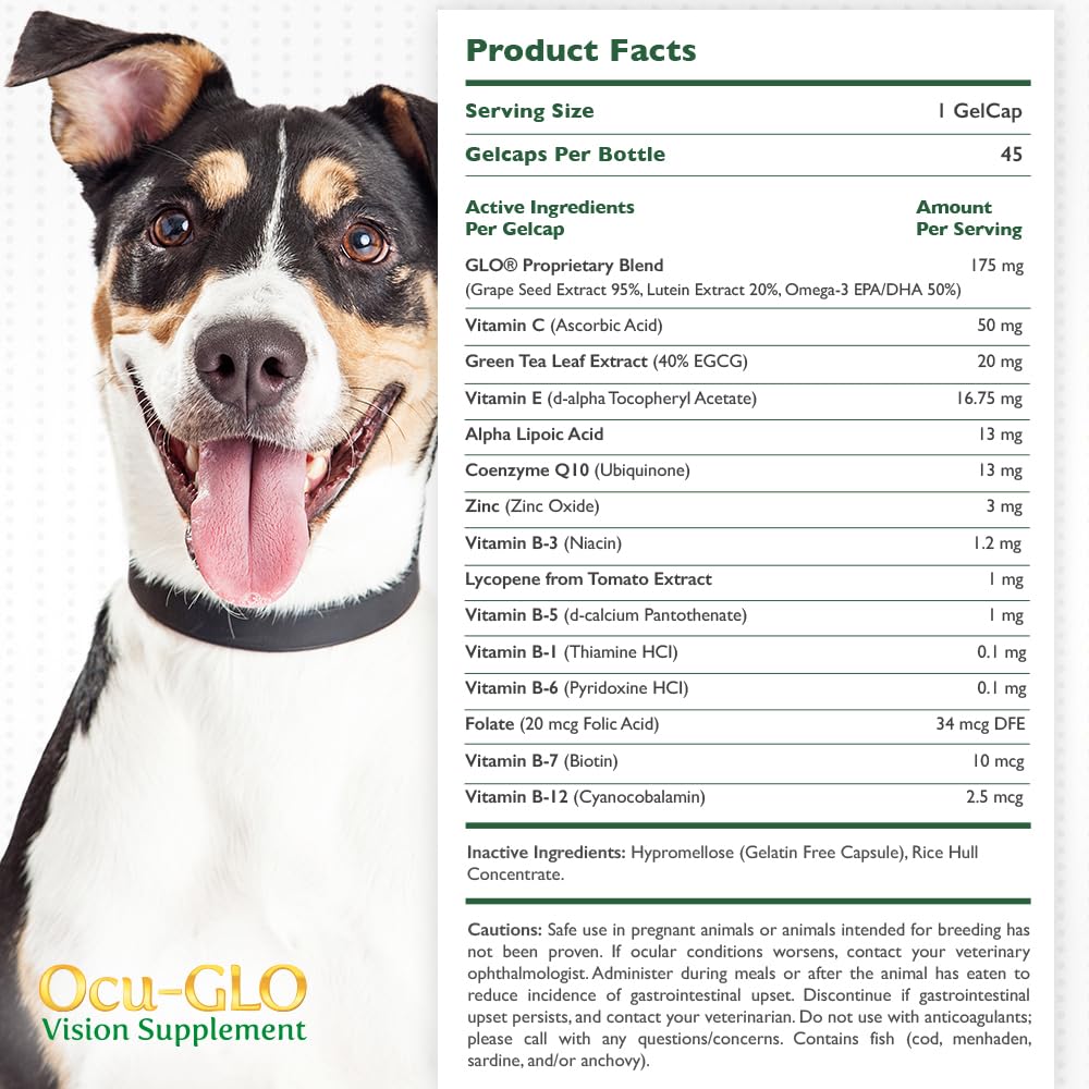 Ocu-GLO cápsulas gel líquidas para perros: fácil ingesta diaria.