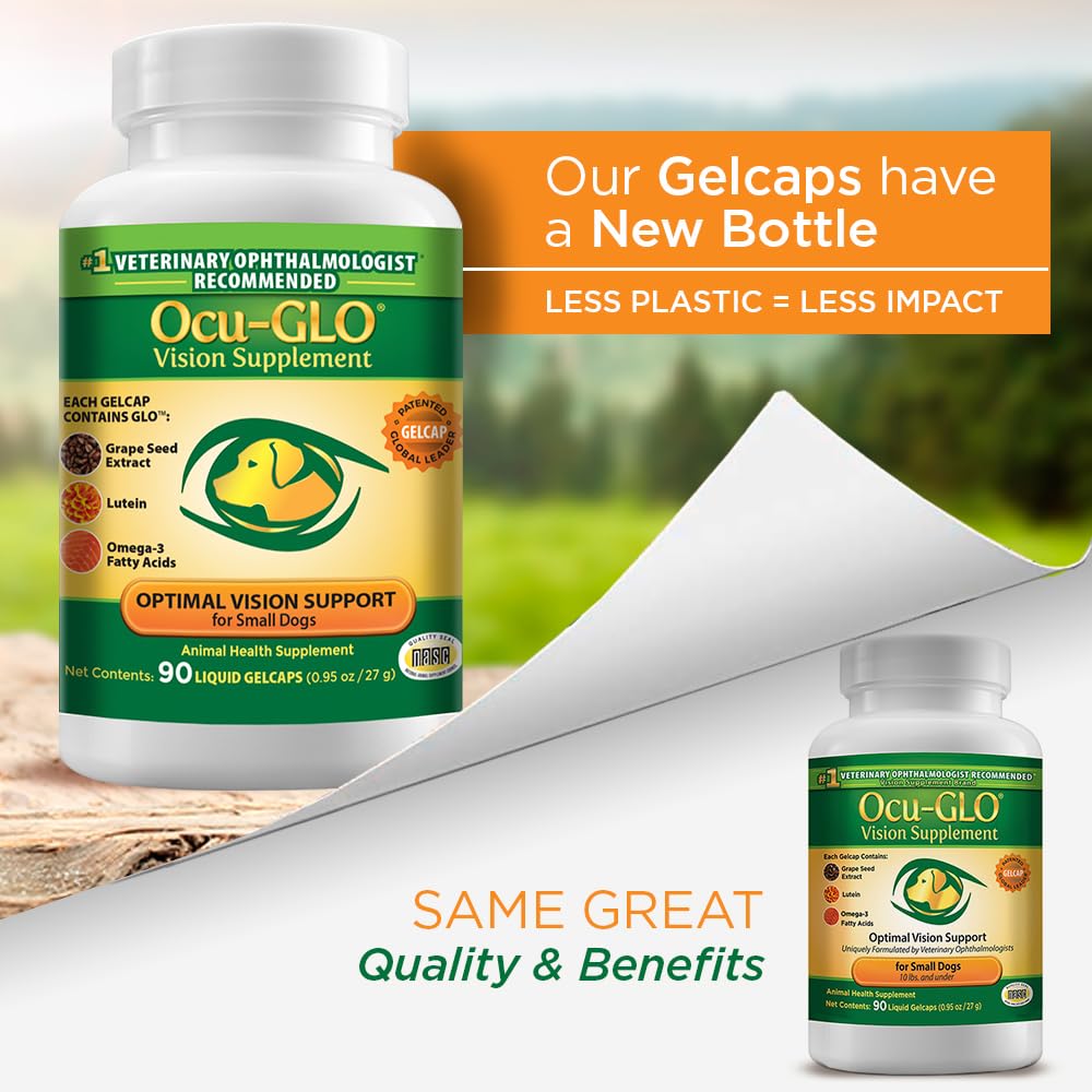 Ocu-GLO cápsulas gel para visión canina facilitan la toma diaria.