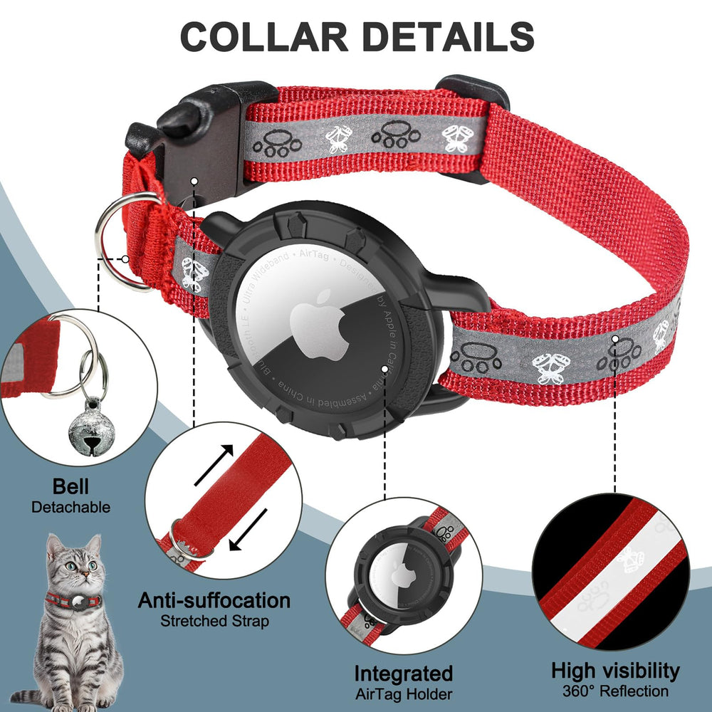 Odokele collar AirTag con tiras reflectantes para visibilidad nocturna
