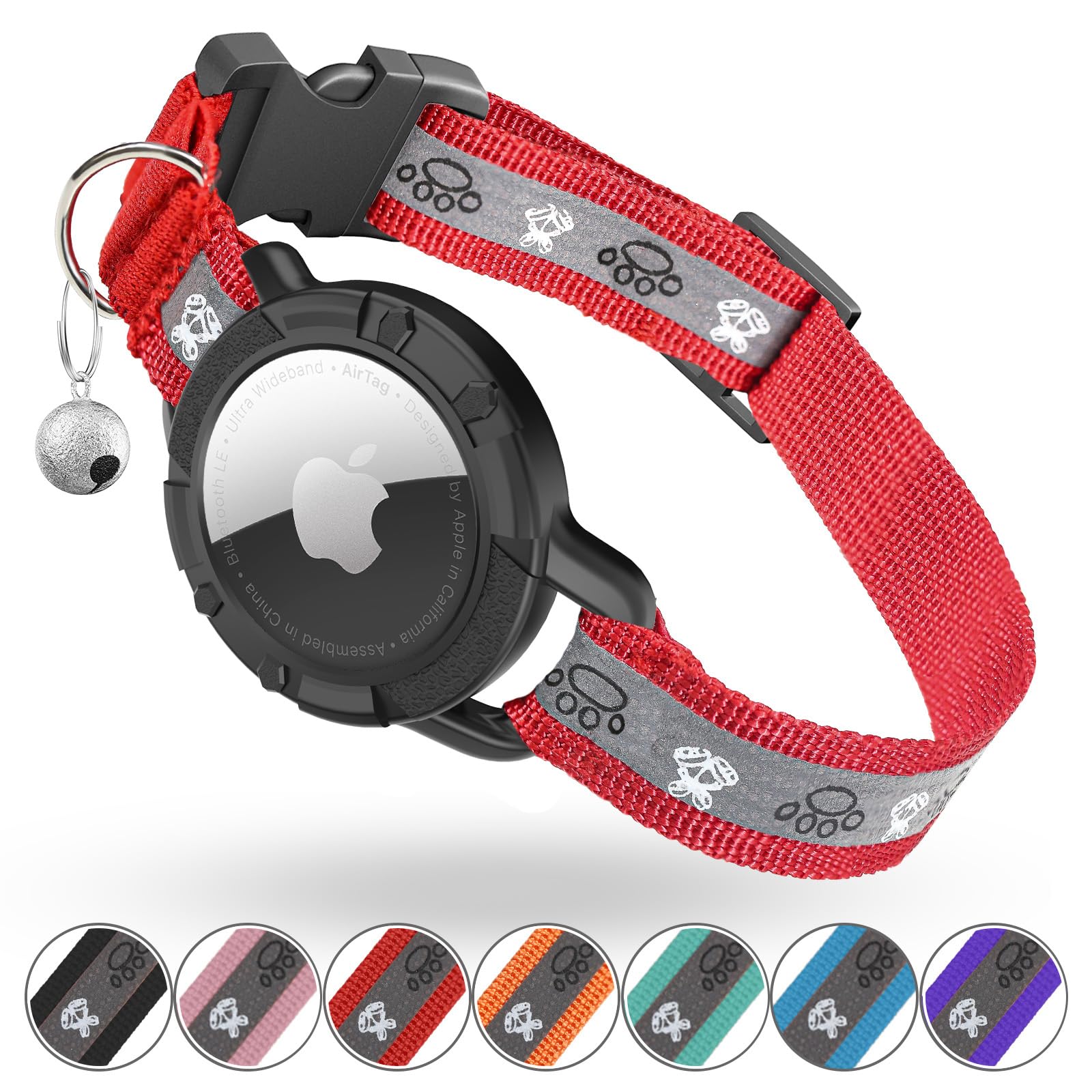 Odokele collar AirTag reflectivo con ajuste de 2 tallas para gatos