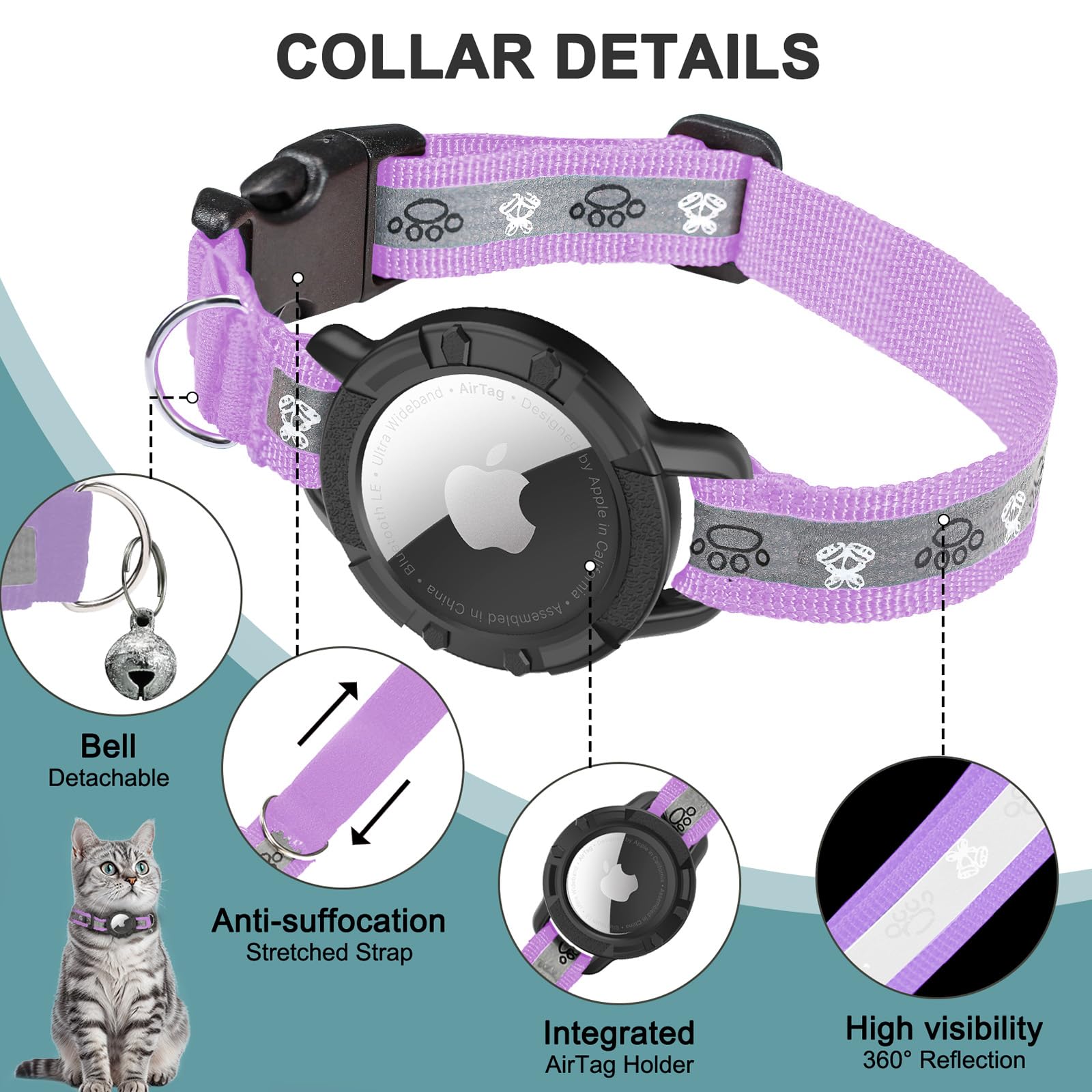 Odokele collar con campanitas desmontables para localizar al animal.
