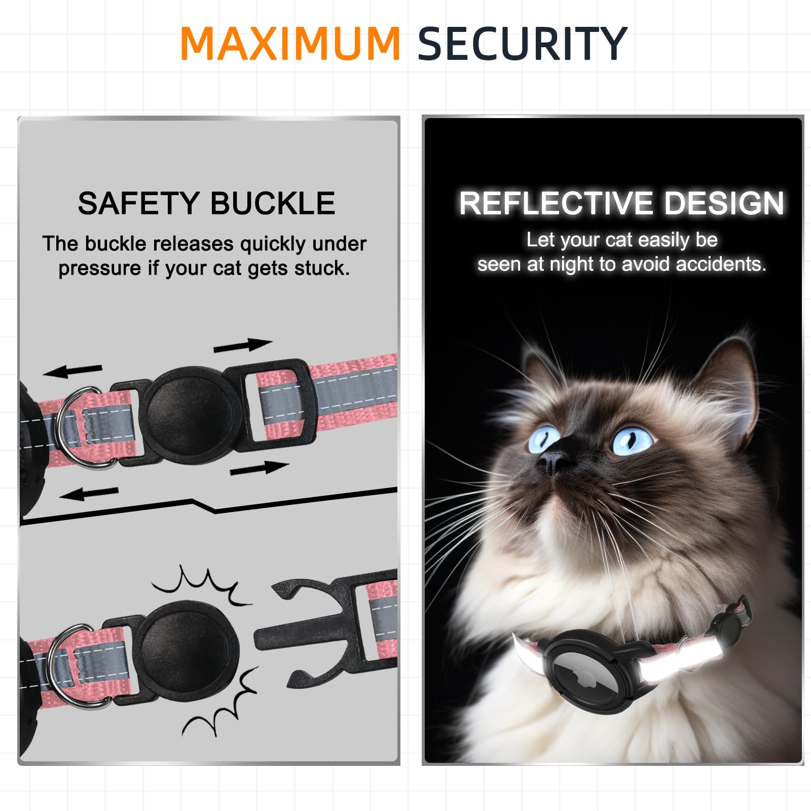 Odokele collar con cierre de seguridad que se rompe ante emergencias.
