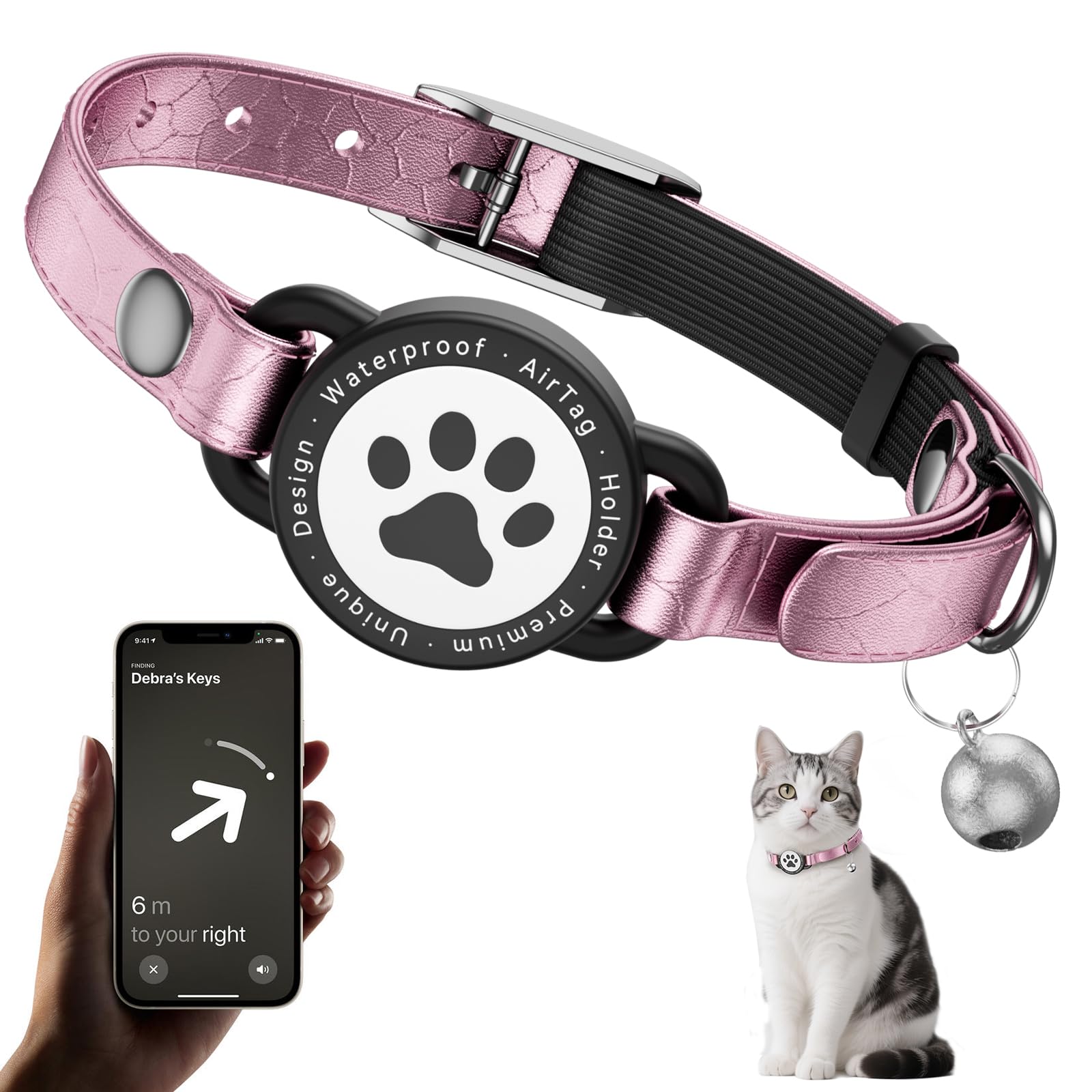 Odokele collar localizador con cierre metálico, más seguro para gatos activos.