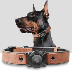 Odokele collar con AirTag en cuero, seguimiento práctico para tus paseos.