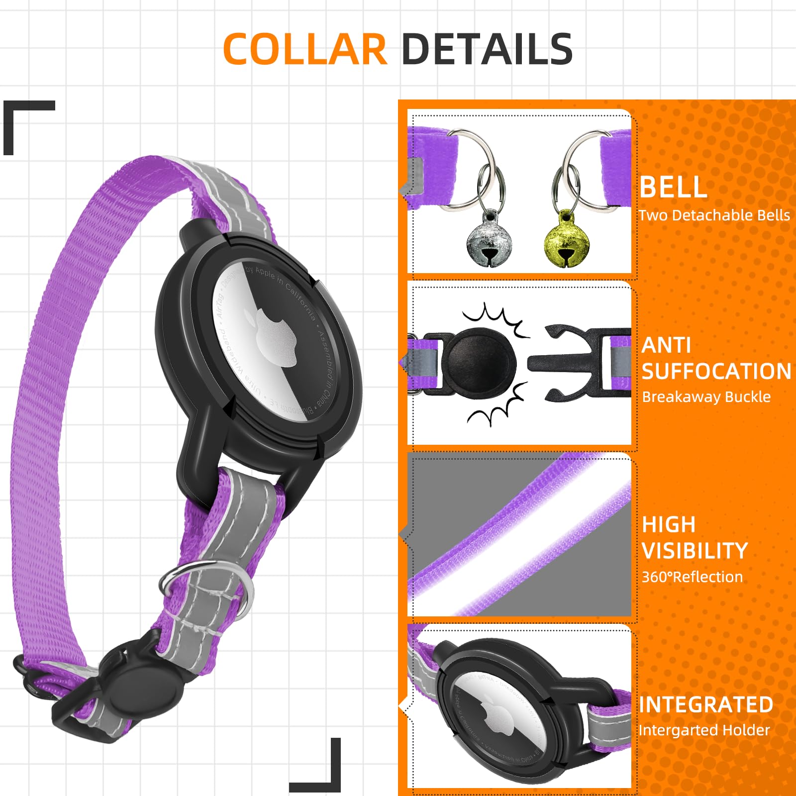 Collar Odokele apto para gatos y cachorros, diseño versátil.