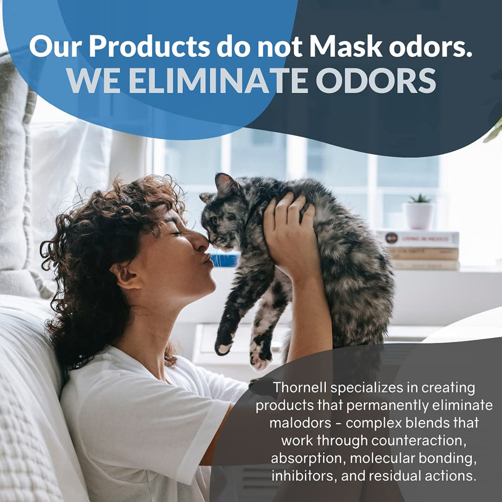 Uso en areneros, cajas de arena y superficies con Odorcide Thornell Cat Odor-Off.