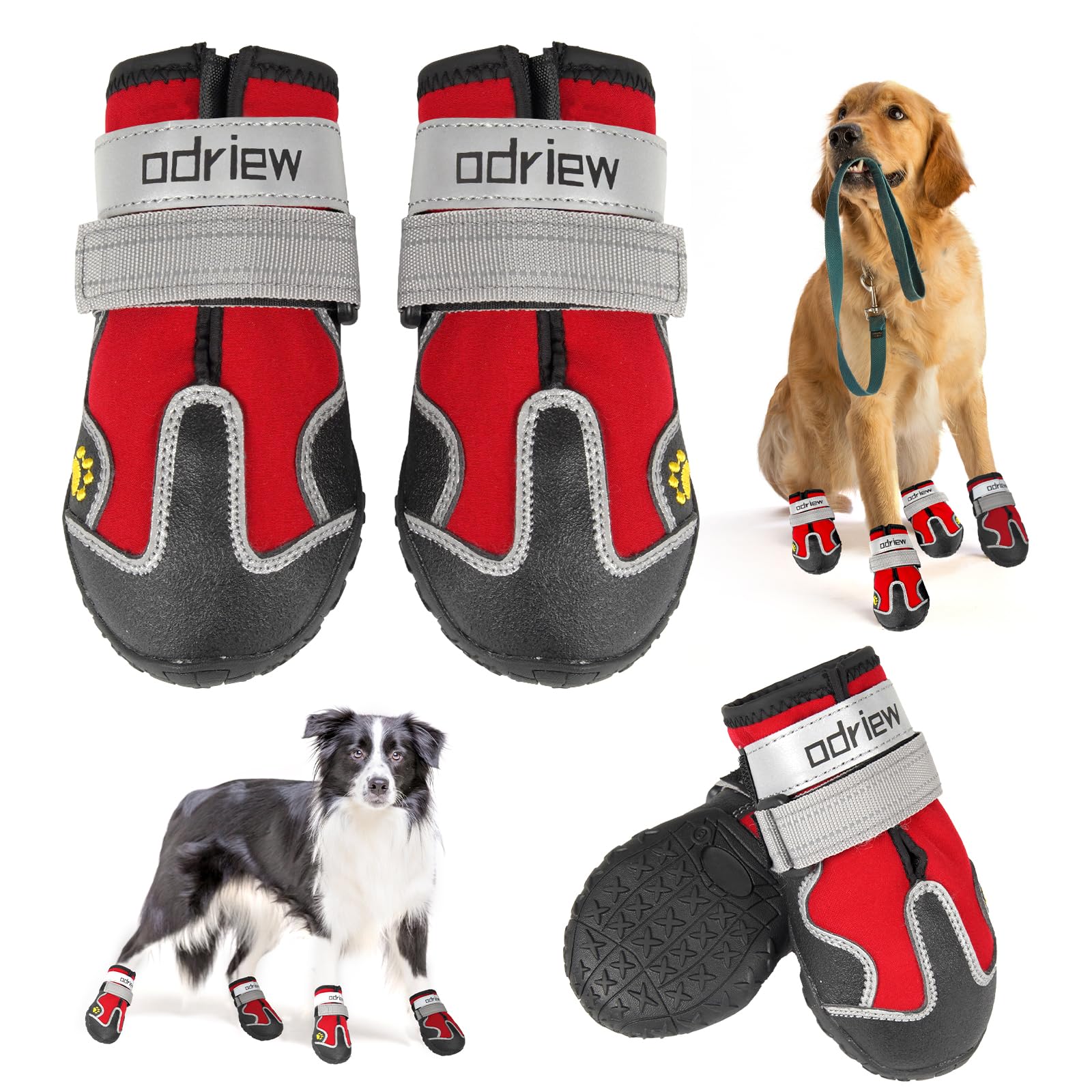 ODRIEW botas para perro con tira reflectante para caminatas seguras nocturnas