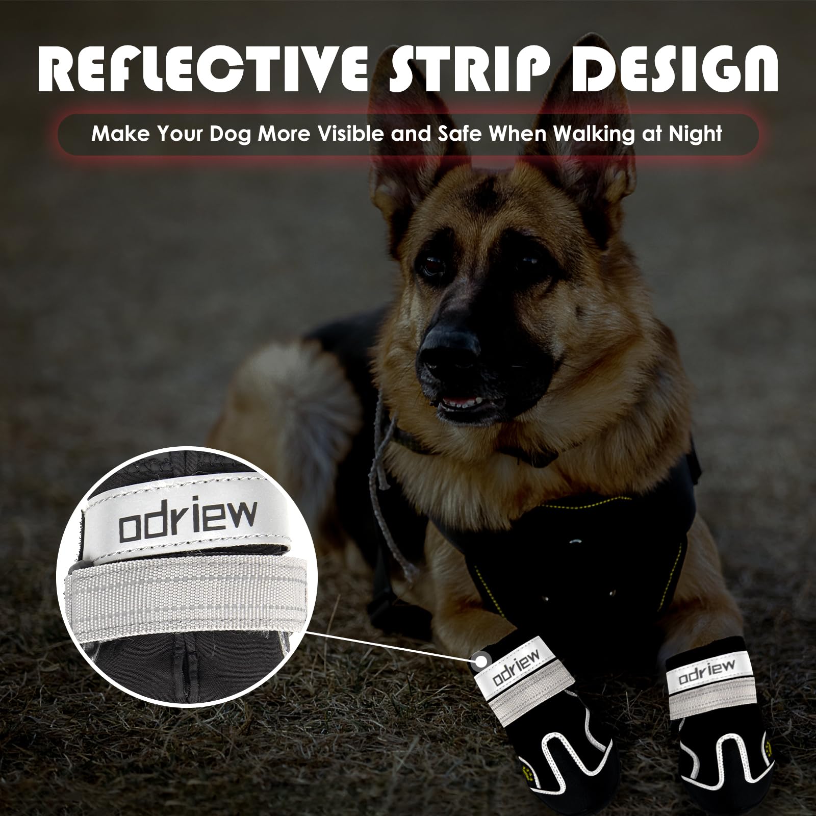 ODRIEW botas caninas con suela antideslizante para superficies resbaladizas.