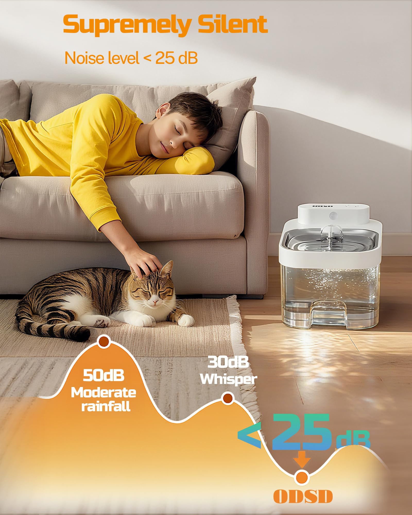 ODSD modo-beber-inteligente-continuo ofrece flujo al acercarse del gato.