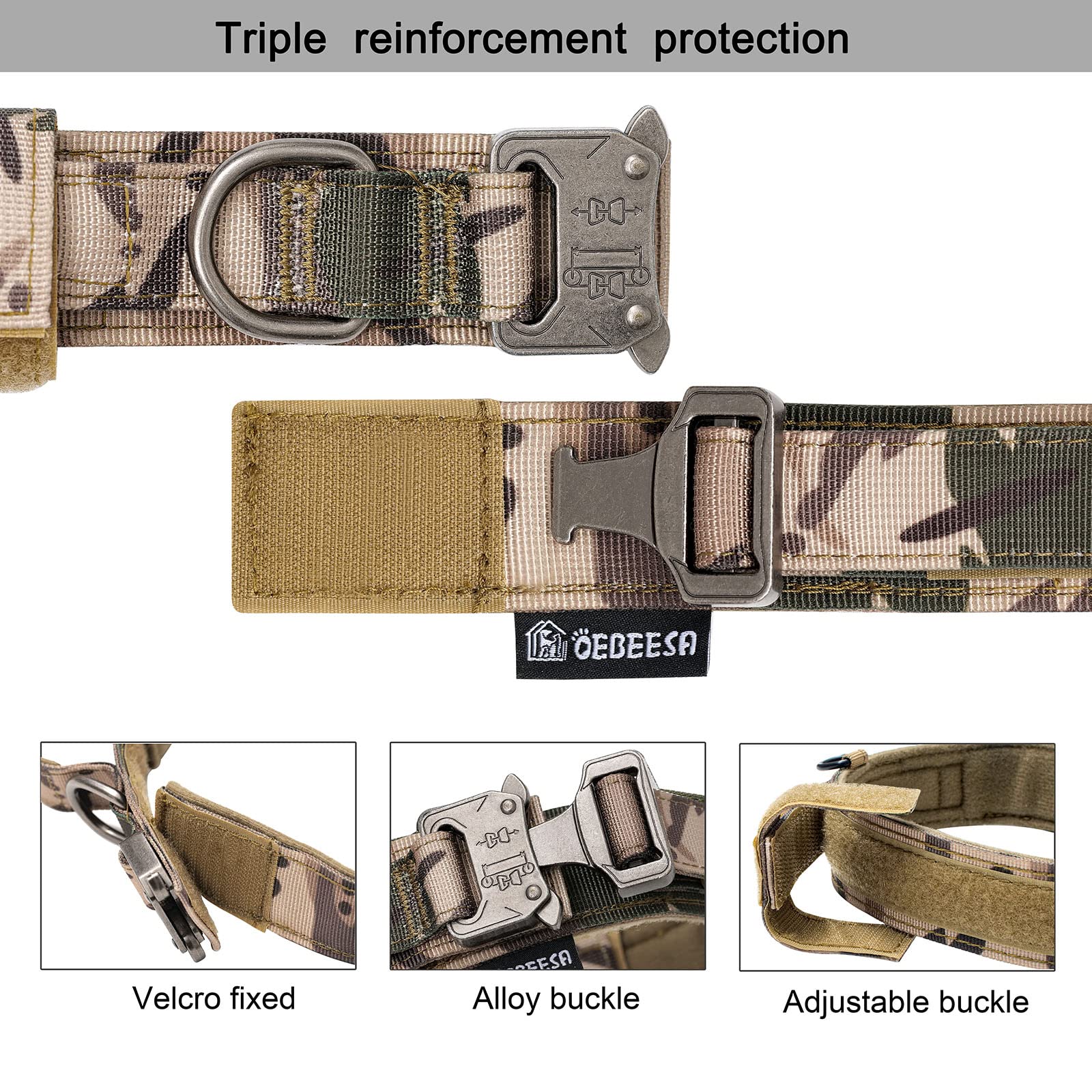 Hebilla de metal resistente para perros grandes y tirones intensos.