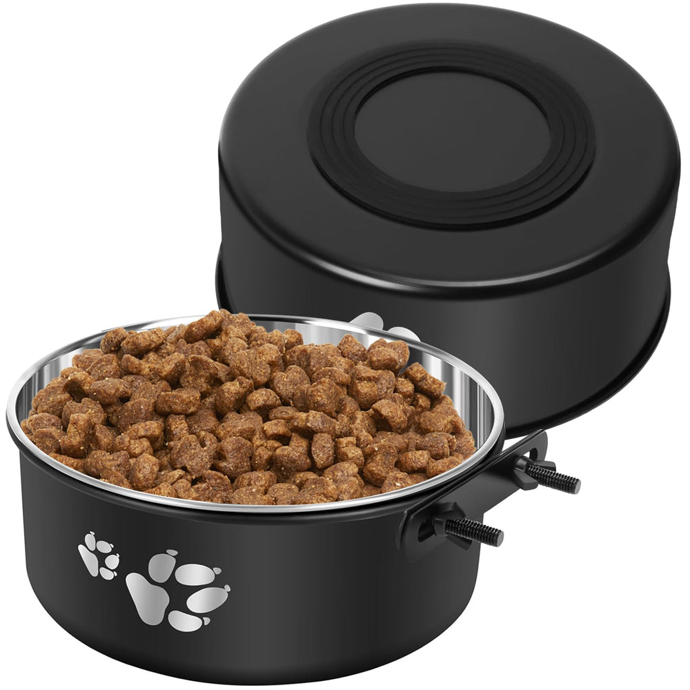 OFFKITSLY dos cuencos para jaula de perro, cuencos dobles para comida y agua sin derrames