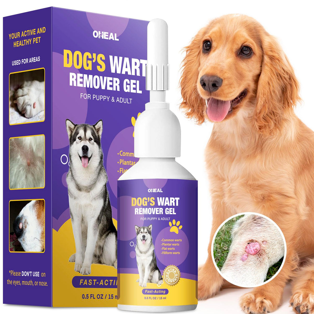 OHEAL verrugas de perro, aplicación con brocha integrada para tratamiento cómodo