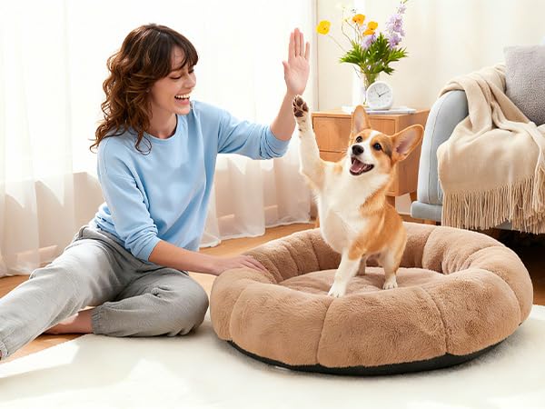 OhGeni cama dona diseño ergonómico para comodidad y salud camel