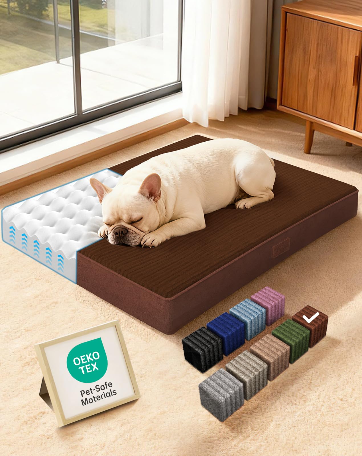 OhGeni cama ortopédica con espuma 25D ofrece soporte dirigido para puntos de presión.