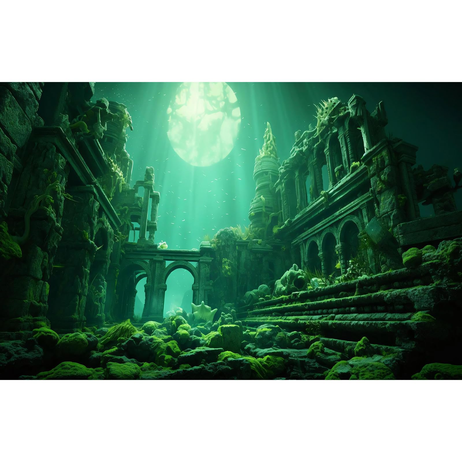 OHIOCATII fondo de acuario: edificio romano submarino con plantas para un acuario realista