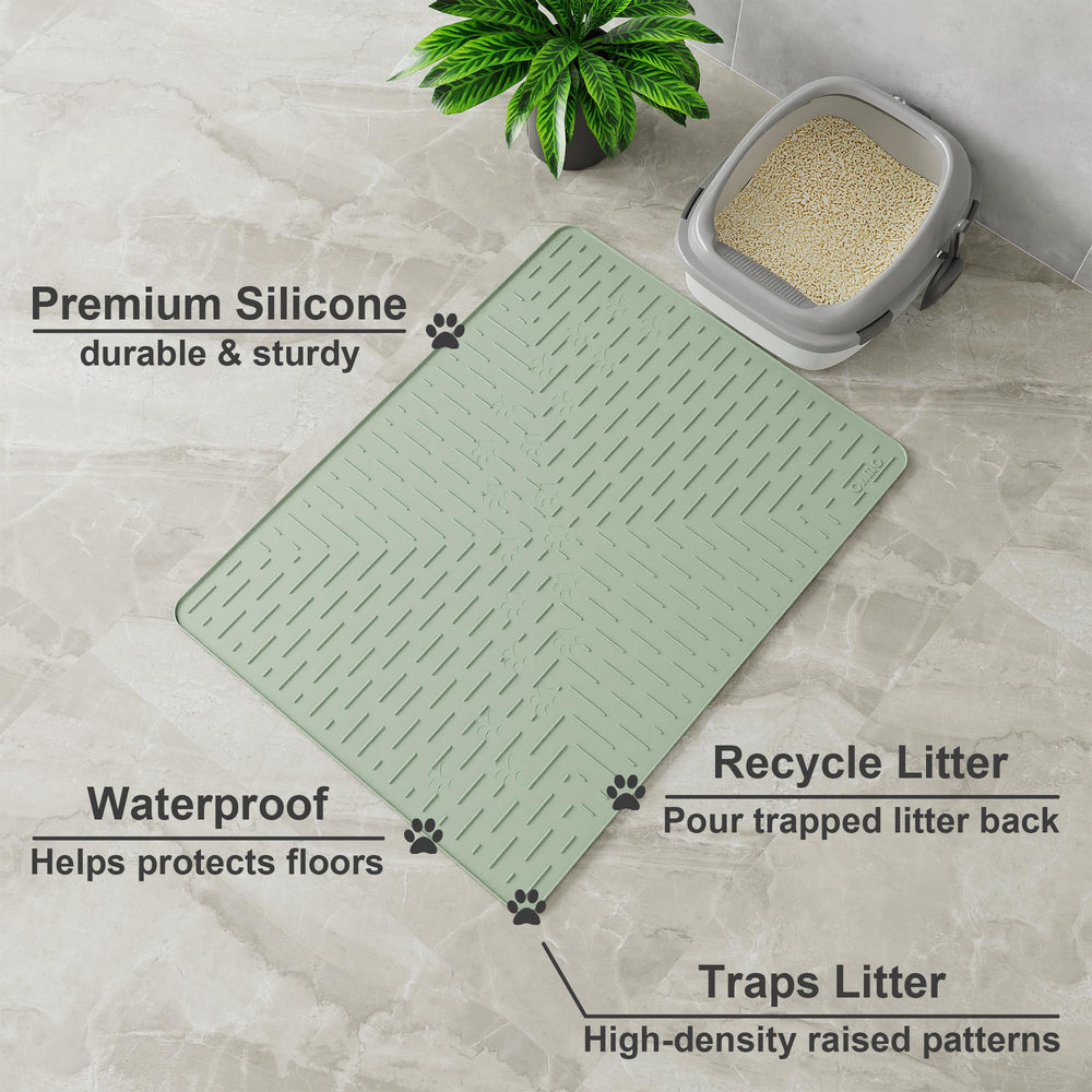 OHMO alfombrilla para arena de gato en silicona impermeable, evita manchas y olores.