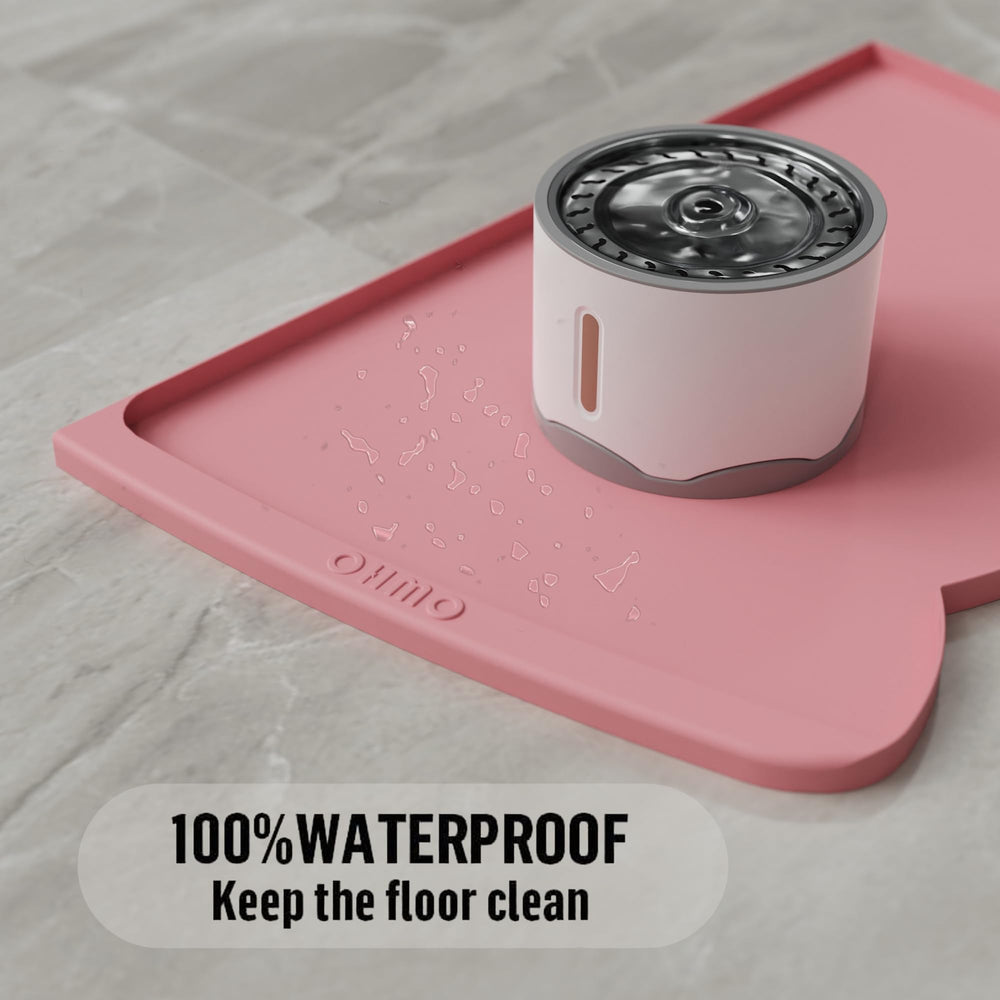 Alfombrilla impermeable OHMO rosa protege el suelo durante las comidas.