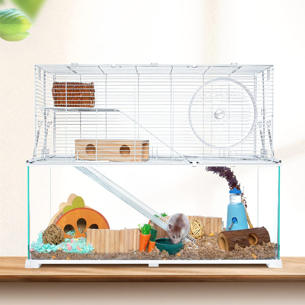 Oiibo jaula hamster tapa de alambre abierta para ventilación óptima