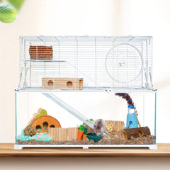 Oiibo jaula hamster tapa de alambre abierta para ventilación óptima