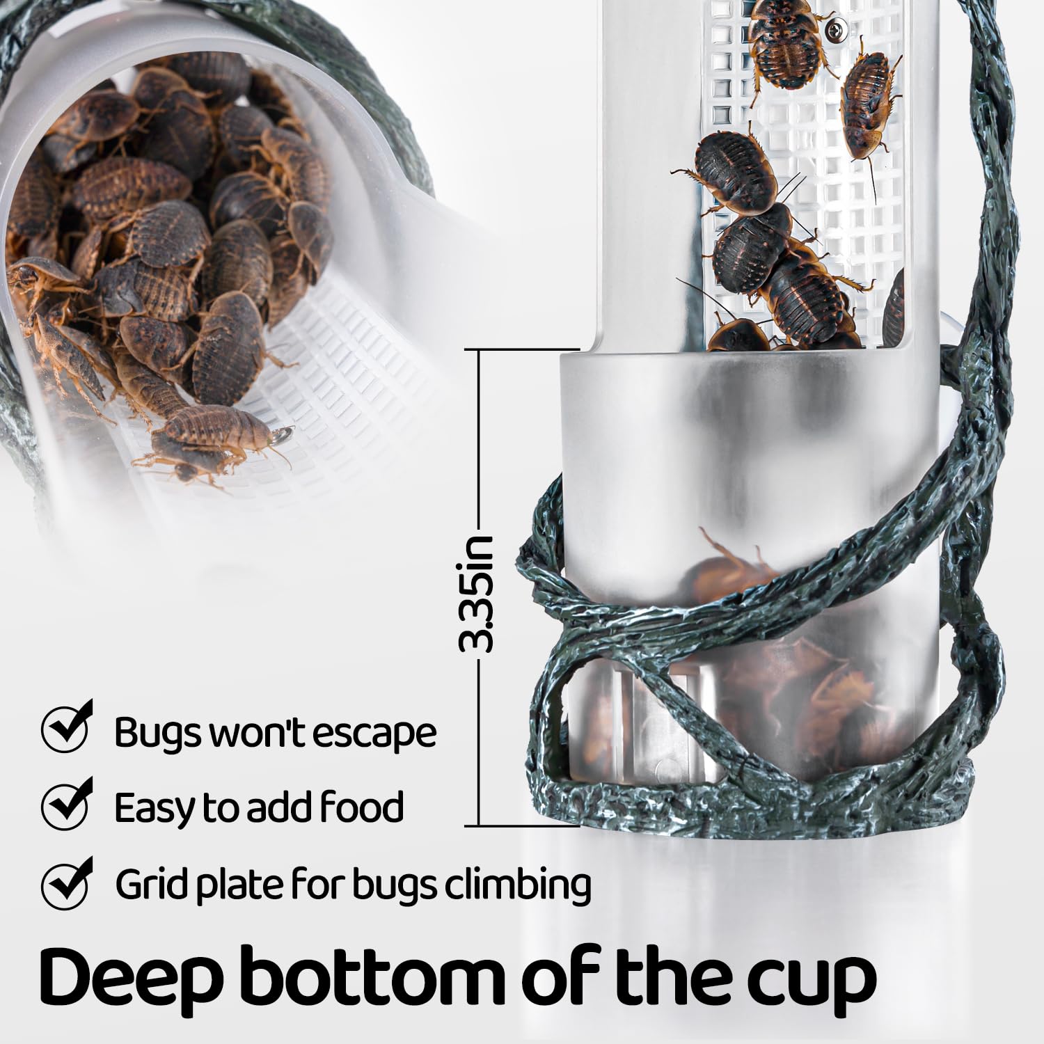 Oiibo cuenco anti-escape para insectos y presas pequeñas.