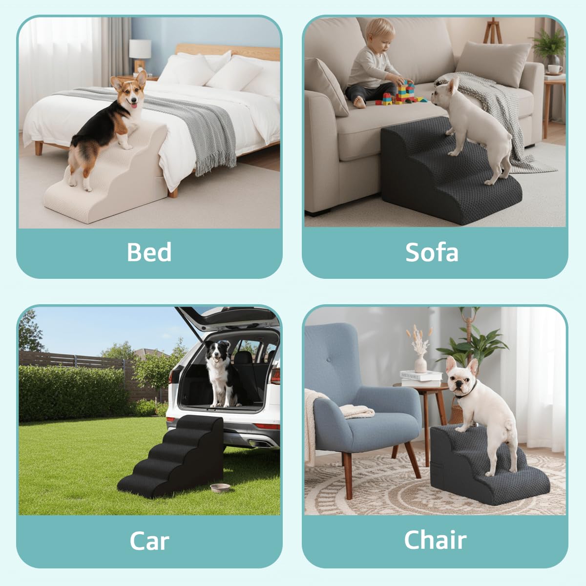 Oiilores escalones para cama alta, ideales para subir a sillón o cama.