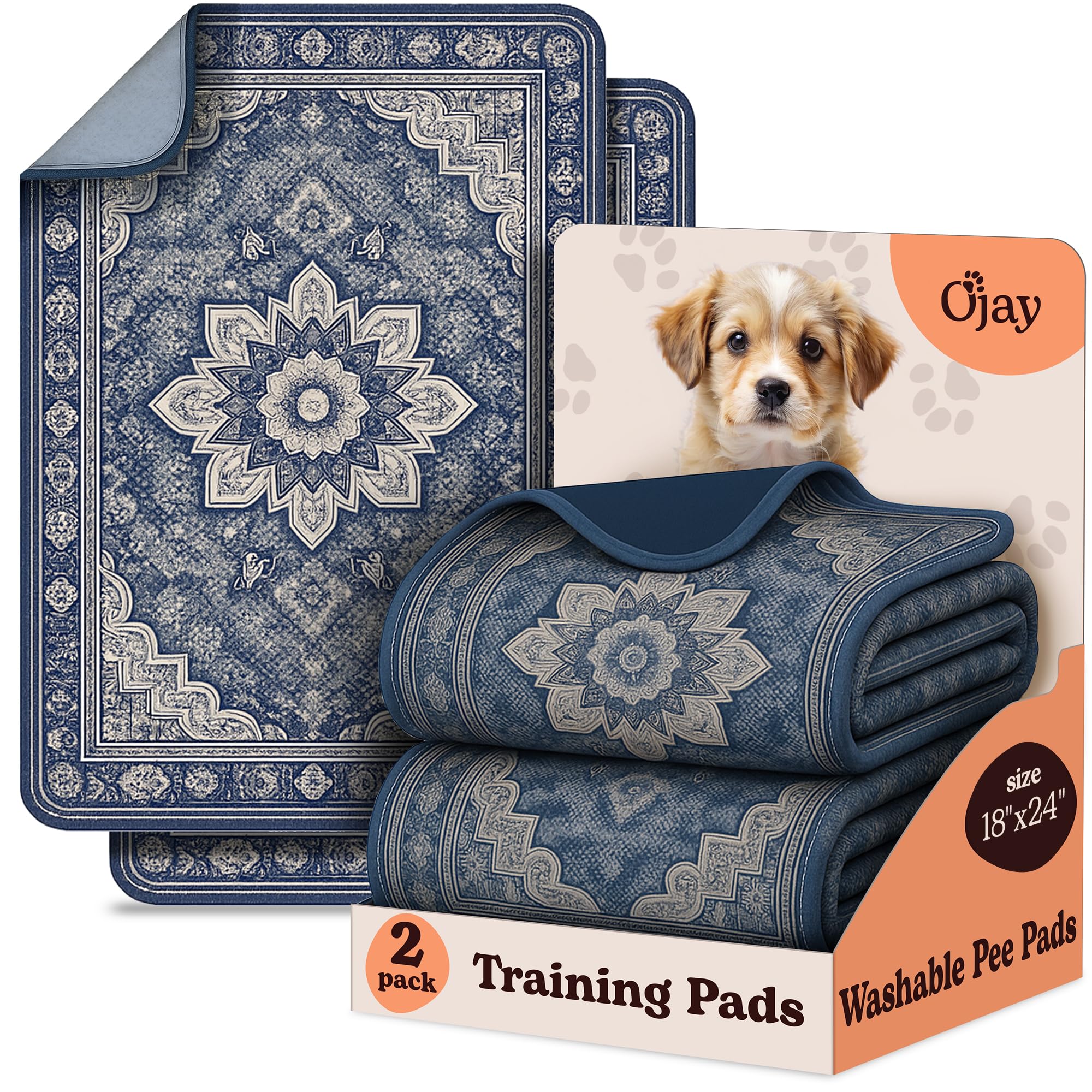 Almohadilla lavable O'JAY, alta absorción para entrenamiento canino.