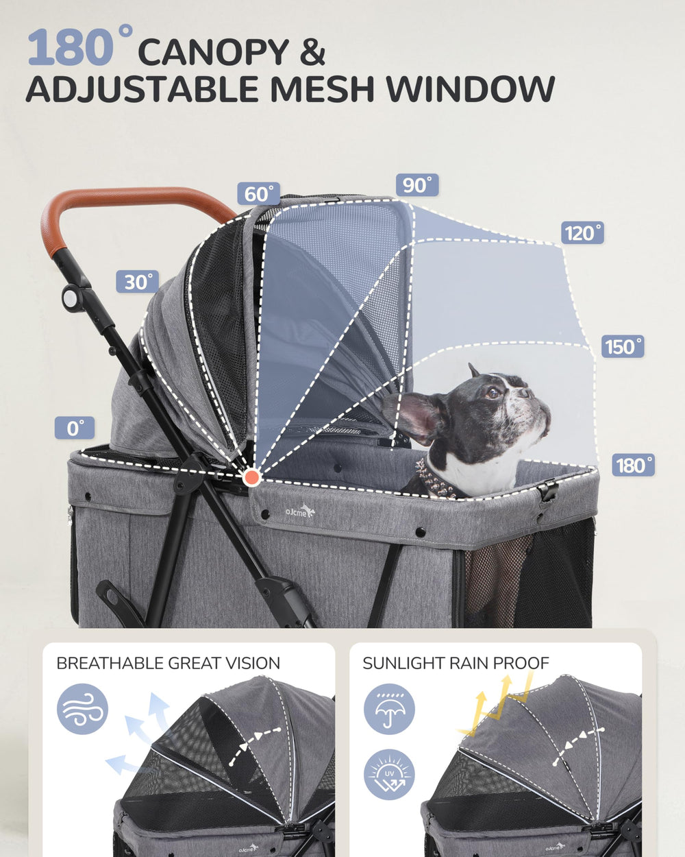 OJCME Carrito con mango ajustable, cómodo para usuarios altos o bajos.