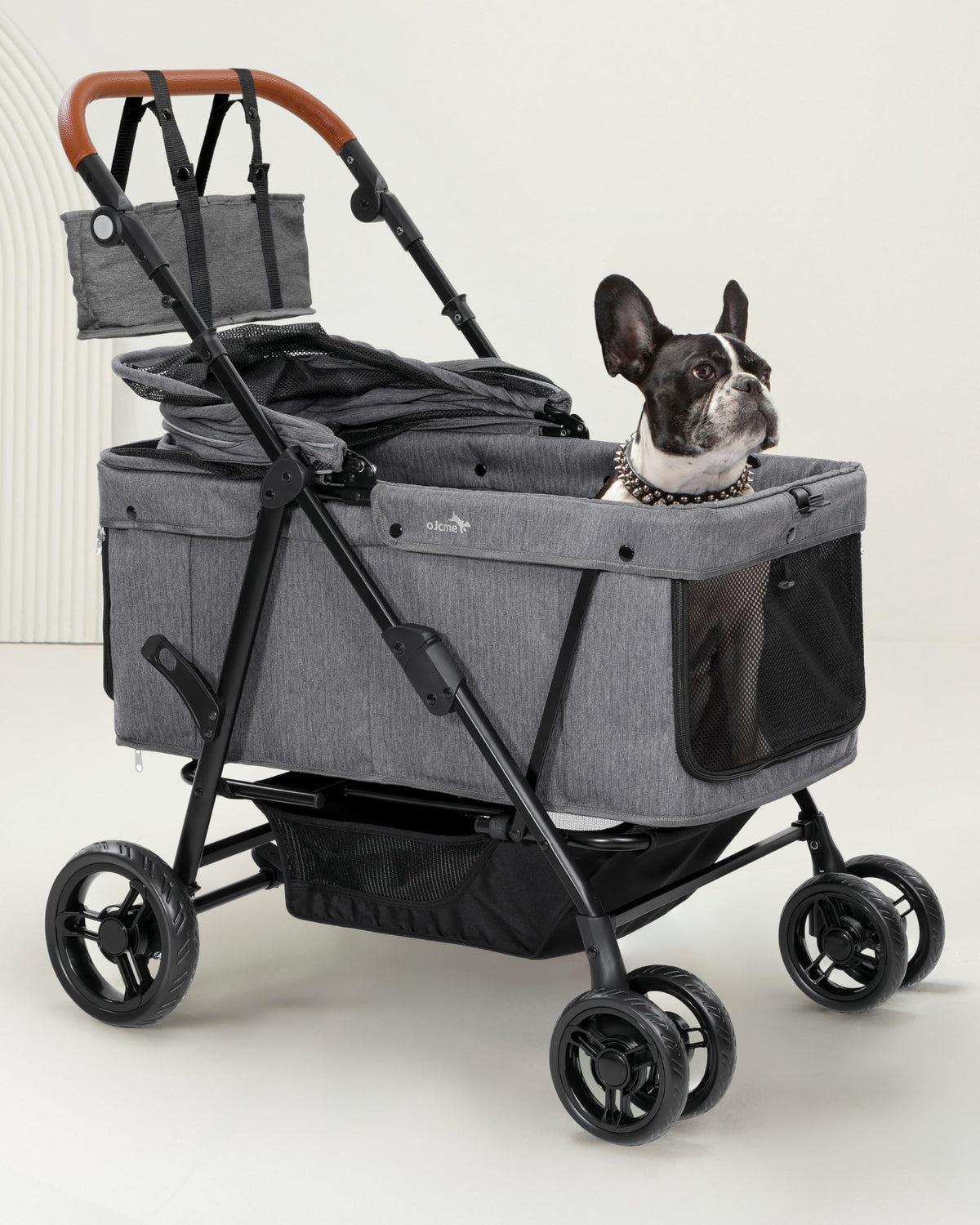 OJCME Carrito para perros grandes, plegable y ventilado, para paseos cómodos.