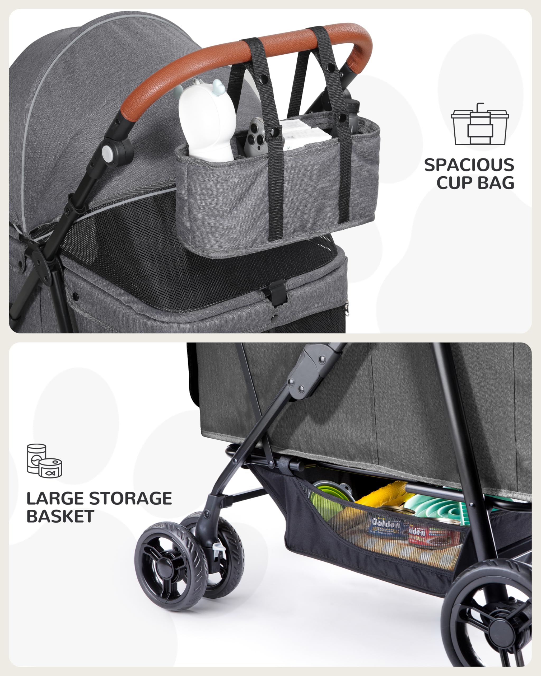 OJCME Carrito con portavasos delantero, bebidas al alcance.