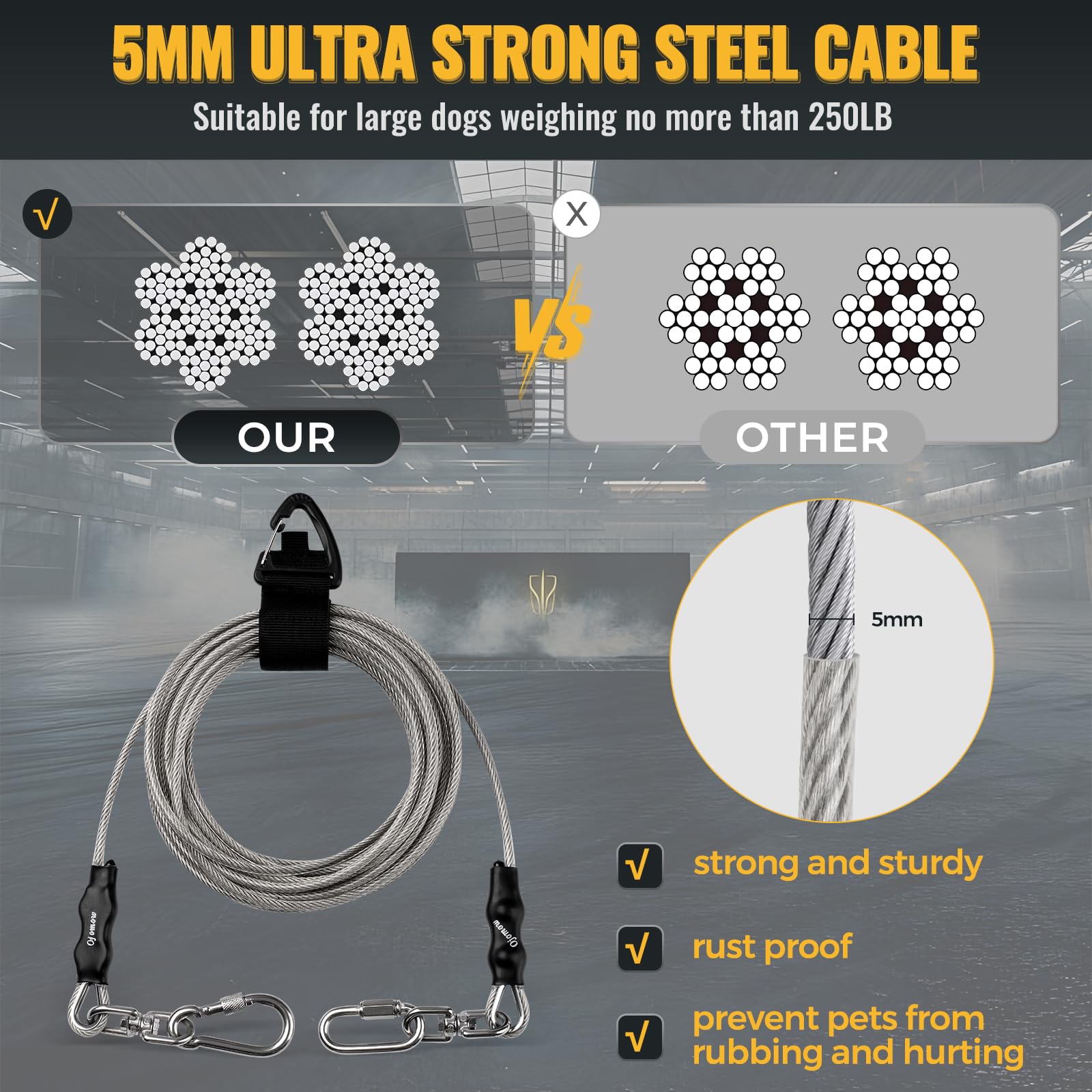 Ojomow cable para exterior, ideal en playa o camping.