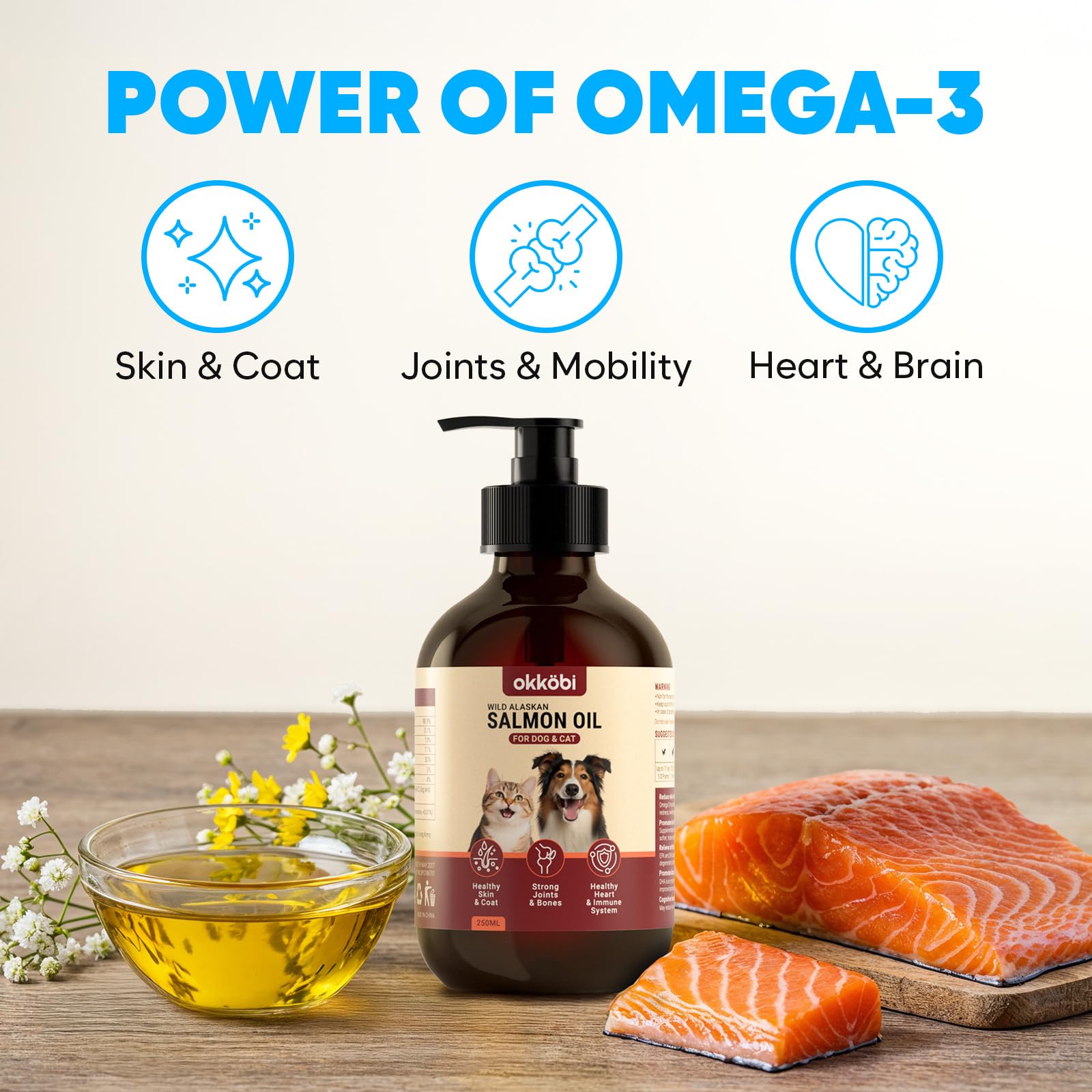 OKKÖBI aceite de salmón Alaska gotero para dosis diarias fáciles y precisas.